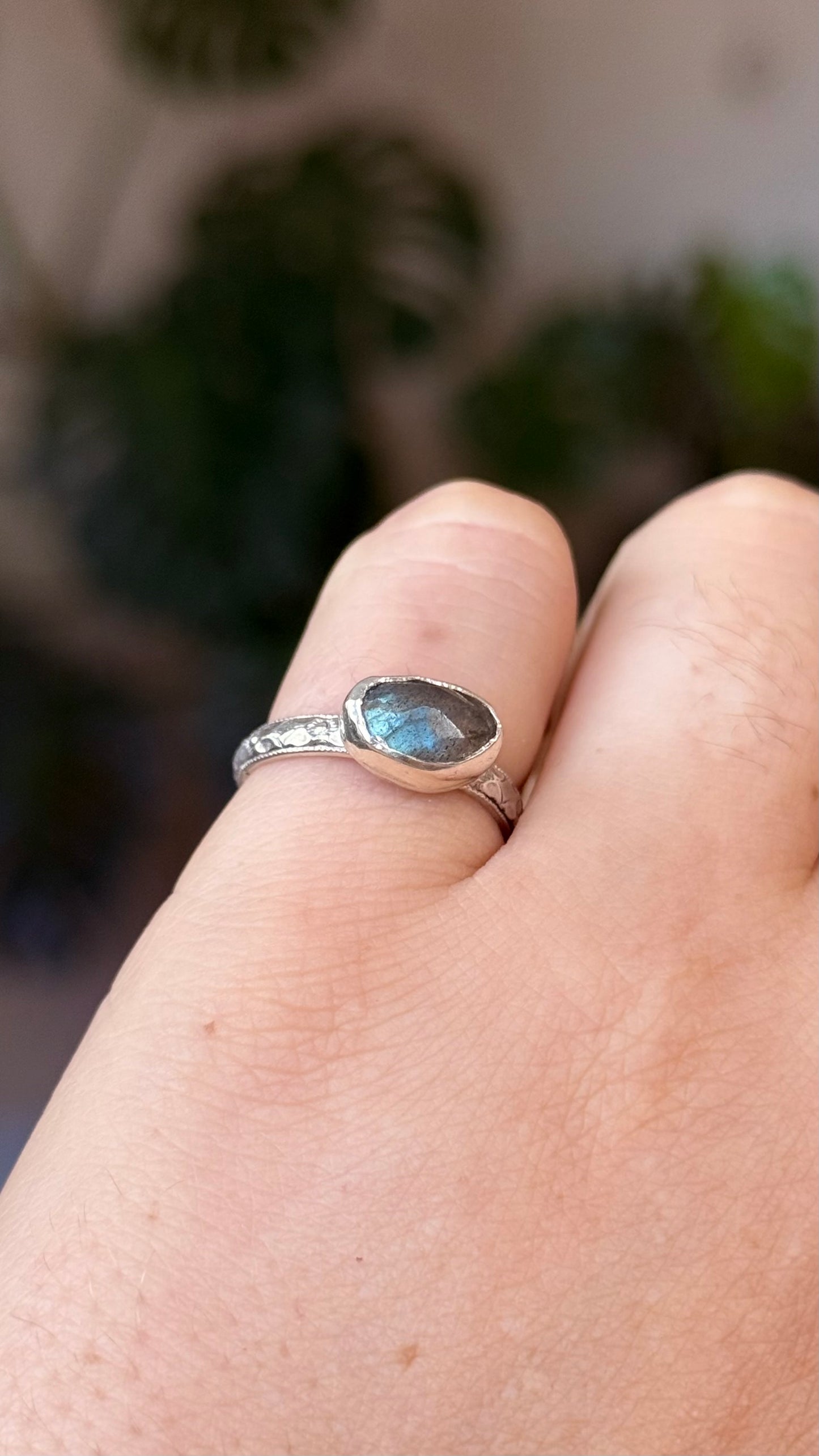 Rose Cut Labradorite Ring size 6