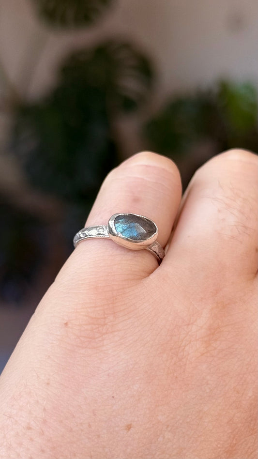Rose Cut Labradorite Ring size 6