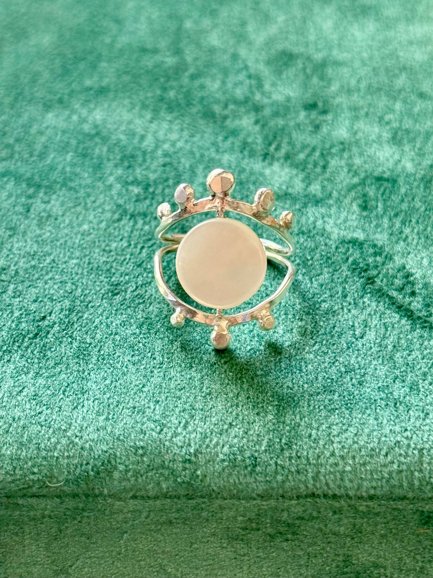 Mother of Pearl full Moon Fidget Ring size 8-9