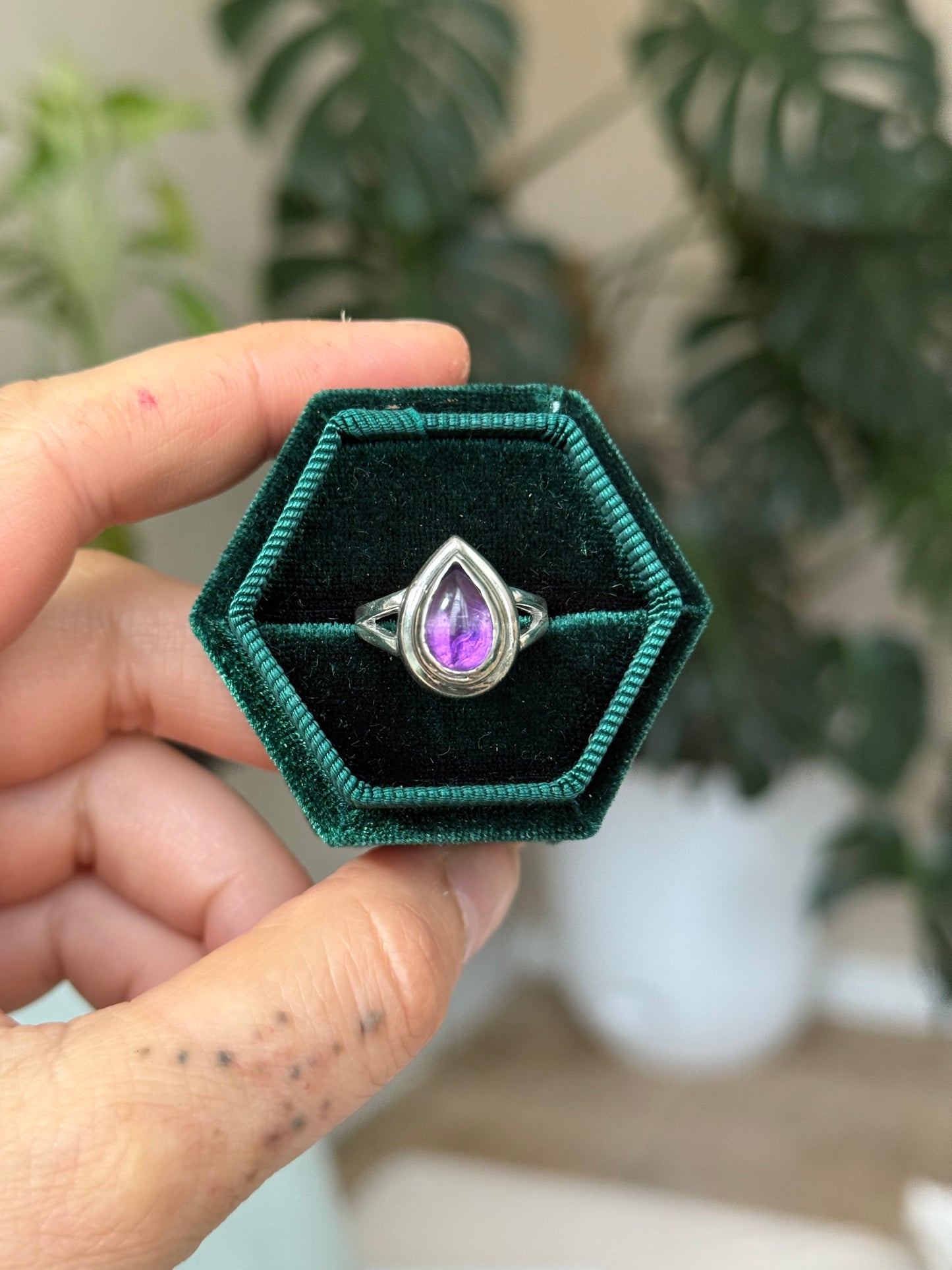 Pear Cut Amerhyst Ring size 5