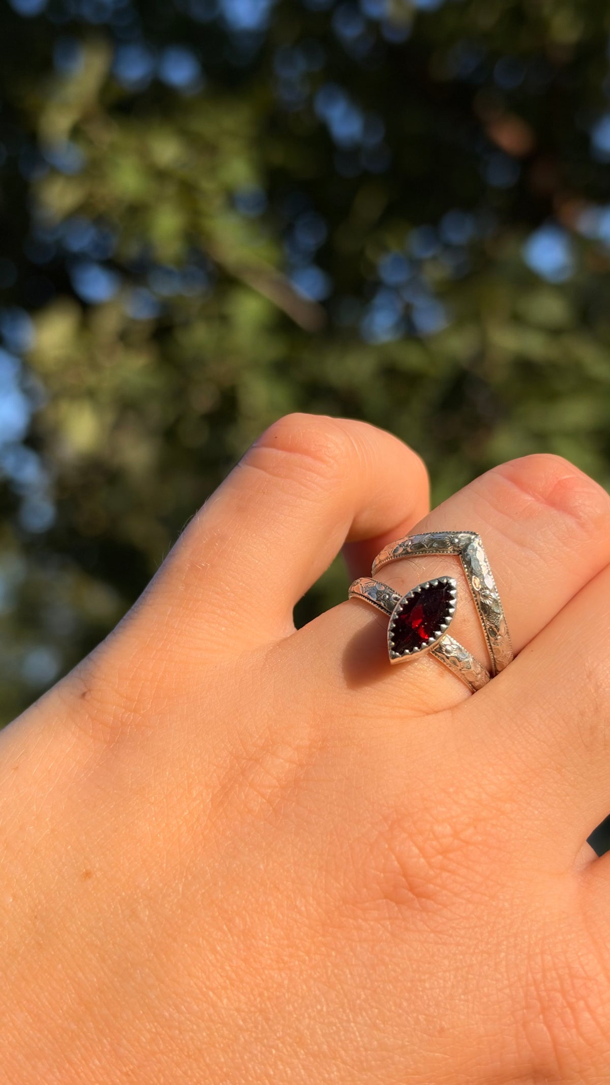 Marquise Garnet stacking set size 6