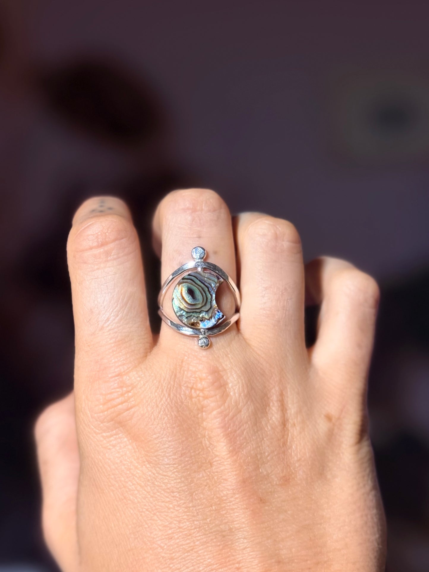 Abalone Moon Fidget Ring size 8-9