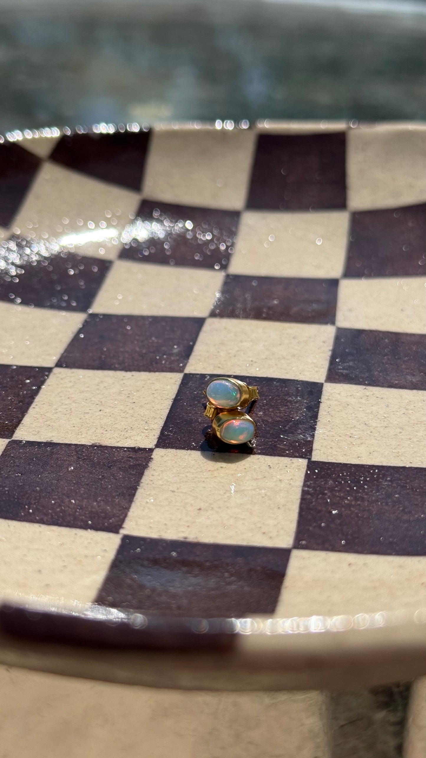 Welo Opal Studs in gold vermeil