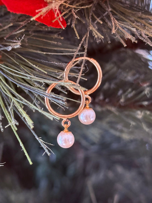 14k Gold Fill + Freshwater Pearl Hoops