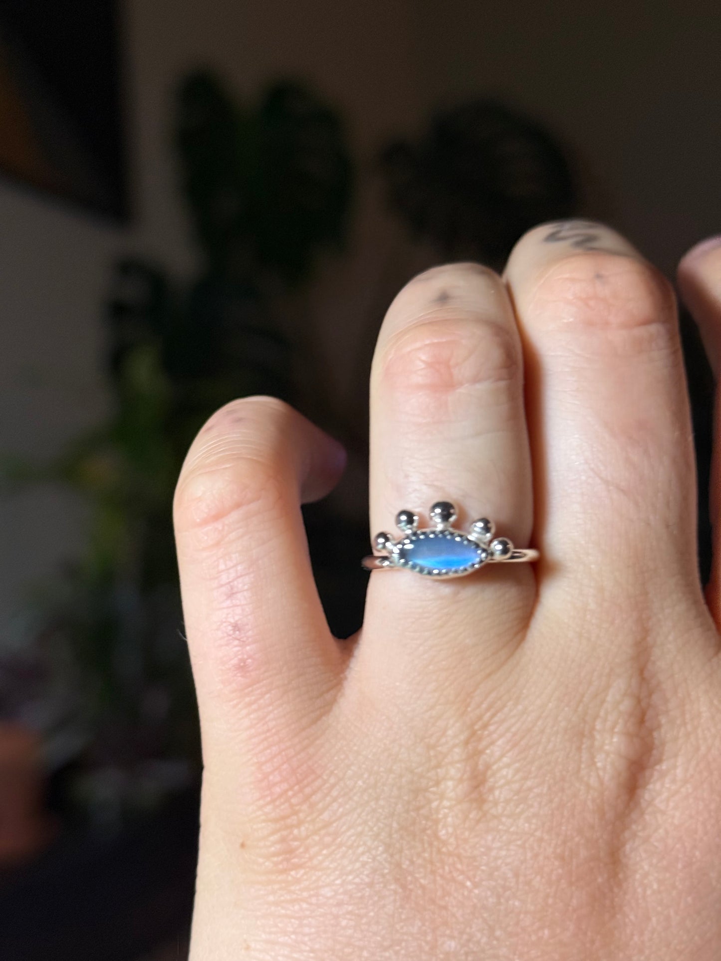 Marquise Moonstone Eye Ring size 6