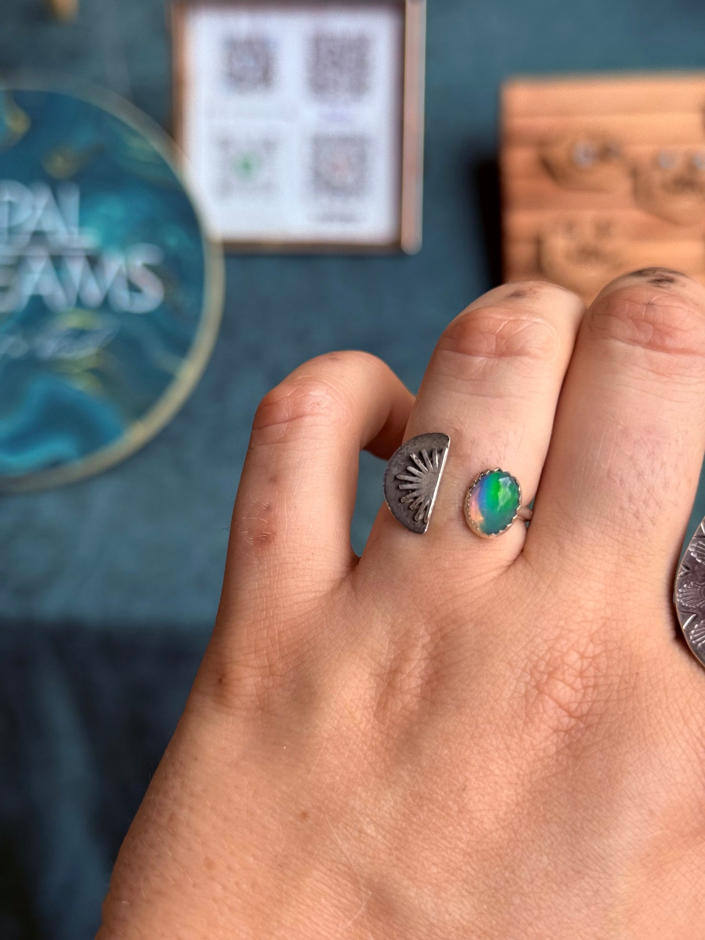 Midnight Sun Ring in Opal size 5-7