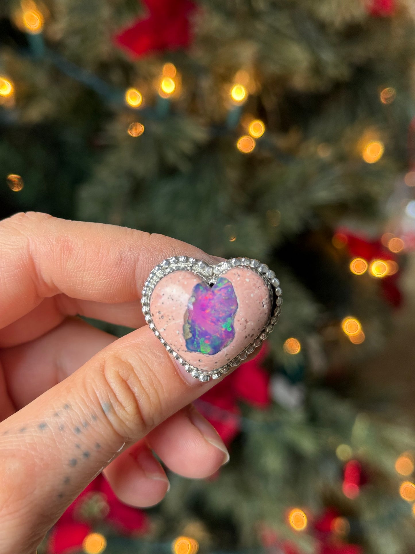Mexican Cantera Opal Heart Rings Made to order Ring