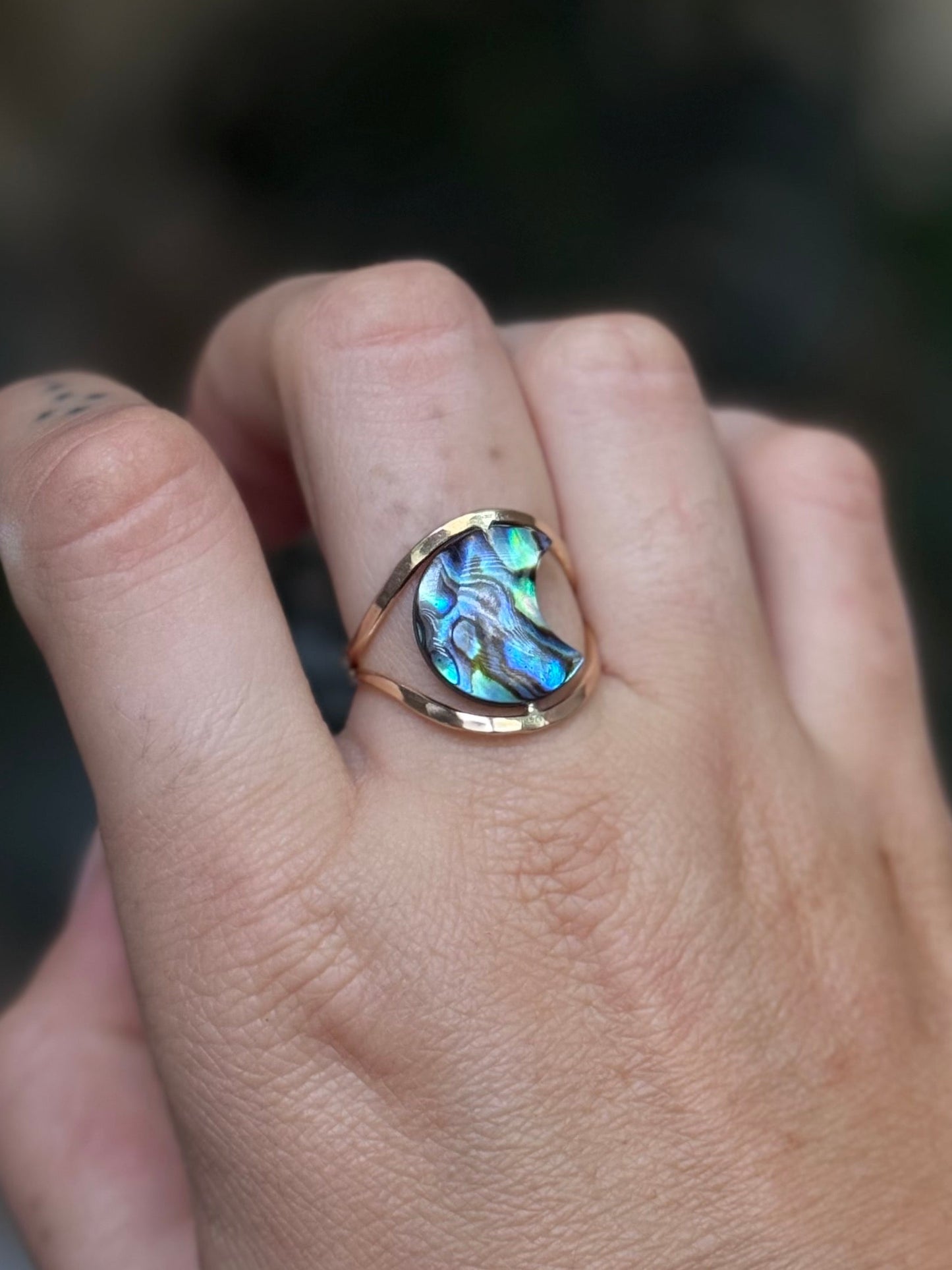 14k Gold fill Abalone Moon Fidget Ring size 8-9