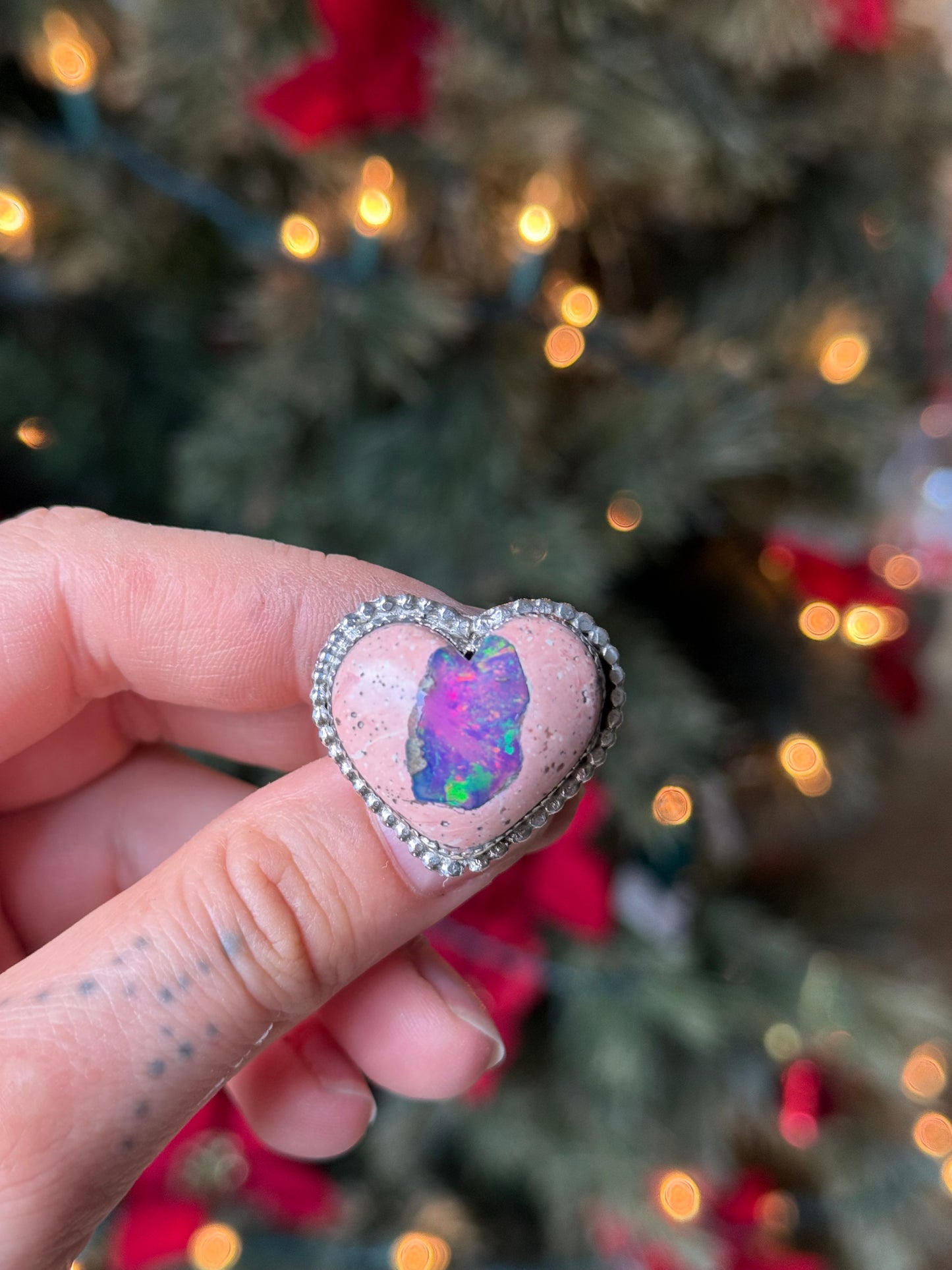 Mexican Cantera Opal Heart Rings Made to order Ring
