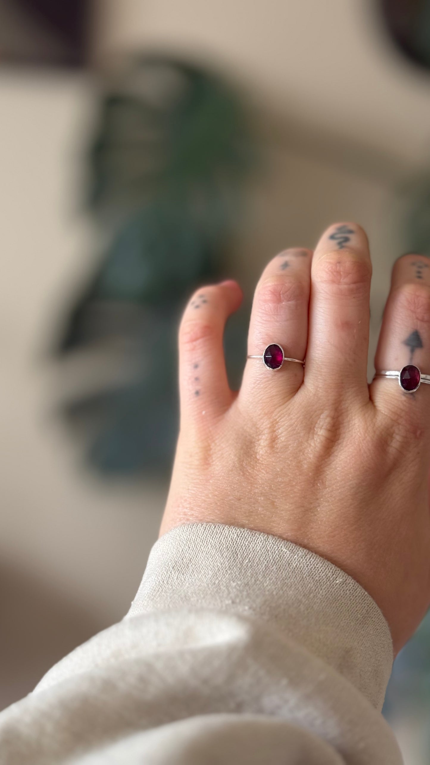 Rose Cut Garnet Stacker