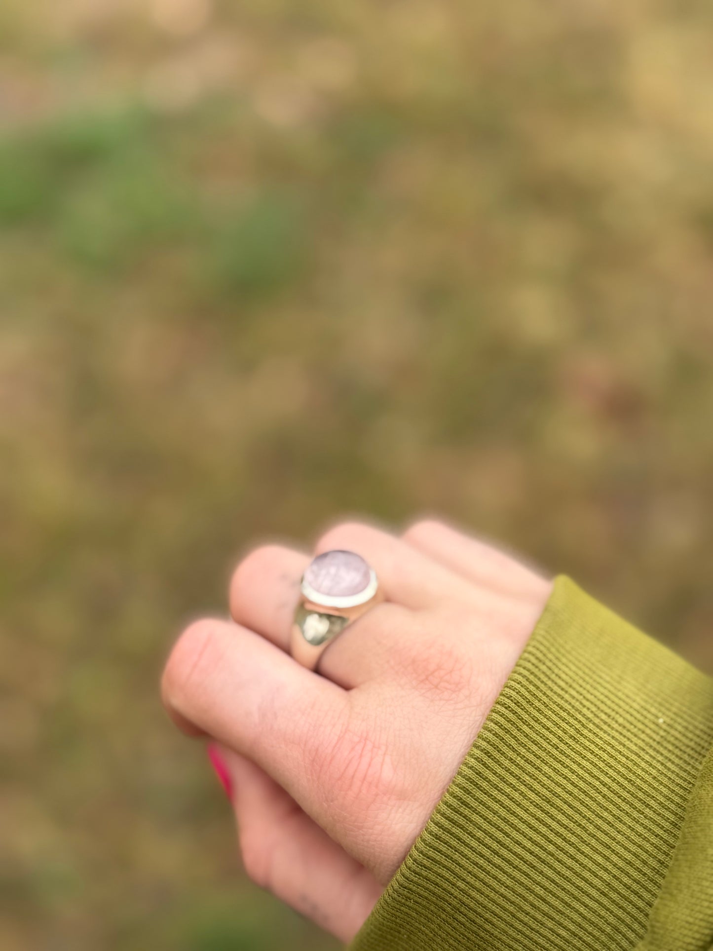 Rose Quartz Signet Unisex Ring