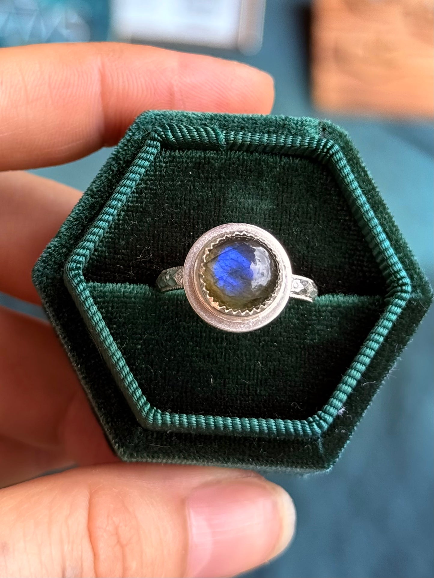 Labradorite Orb Ring size 7
