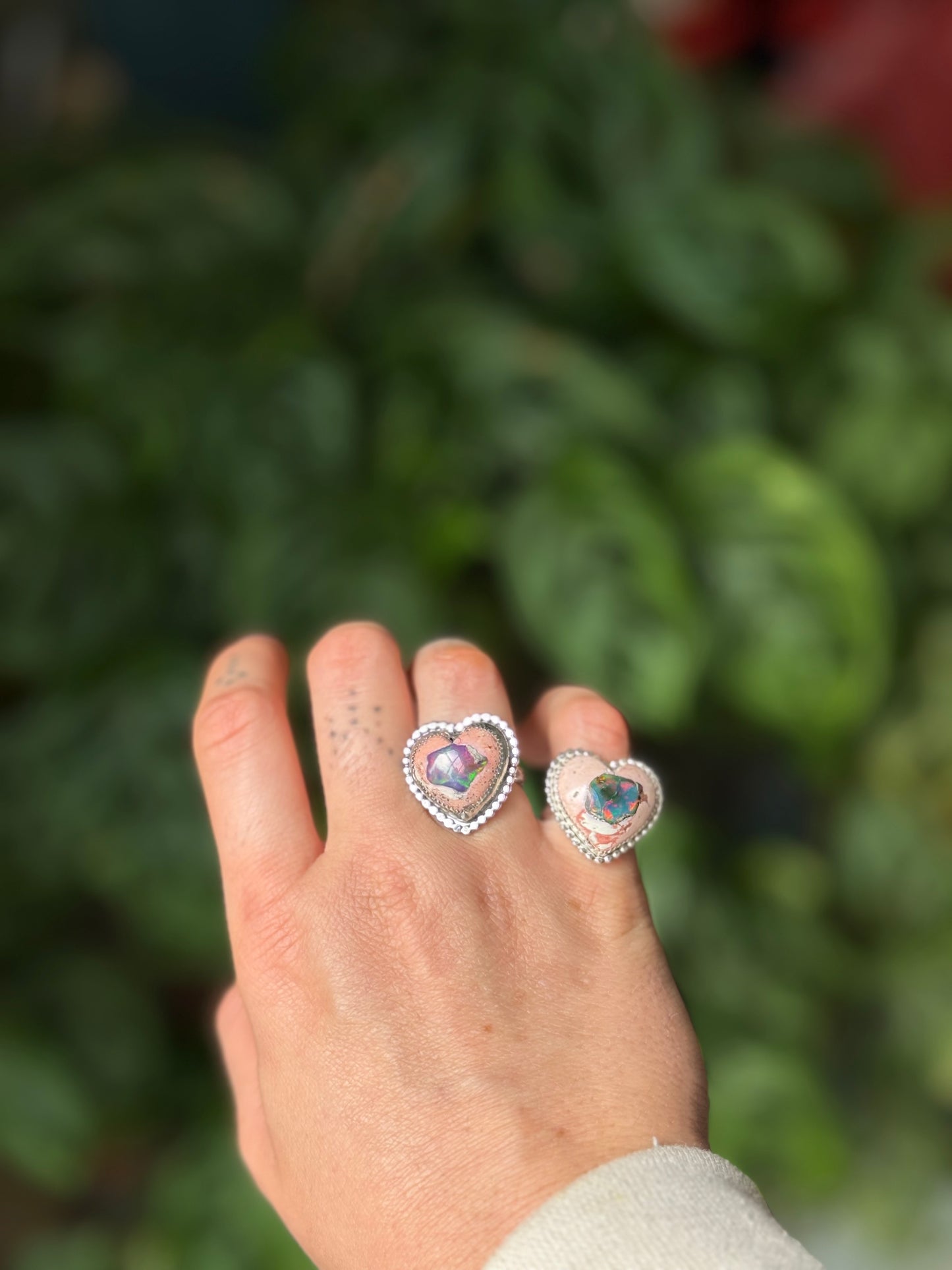Mexican Cantera Opal Heart Rings Made to order Ring