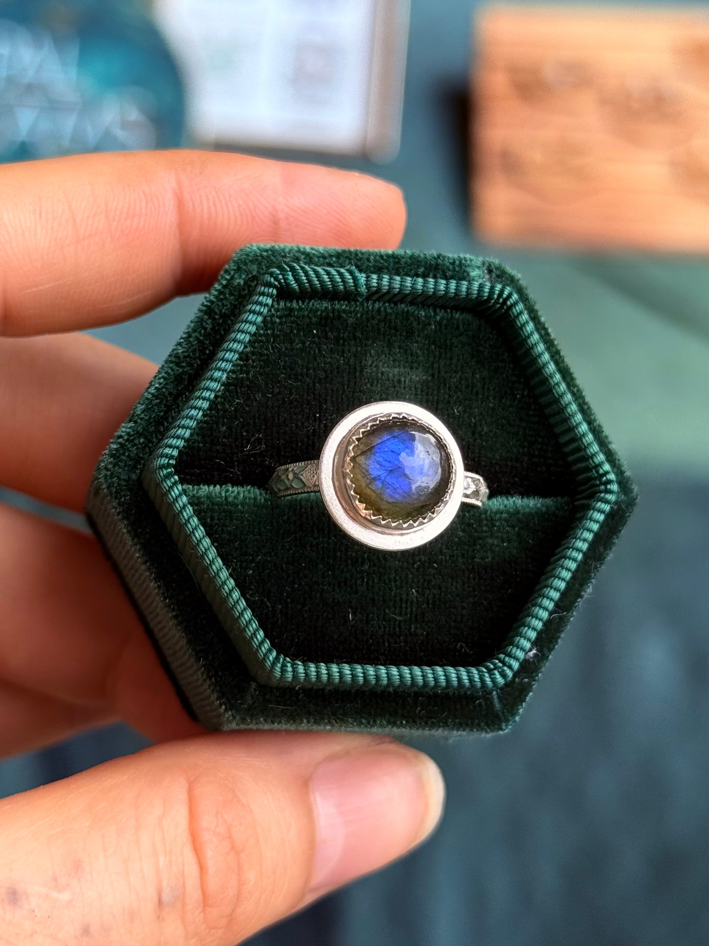 Labradorite Orb Ring size 7