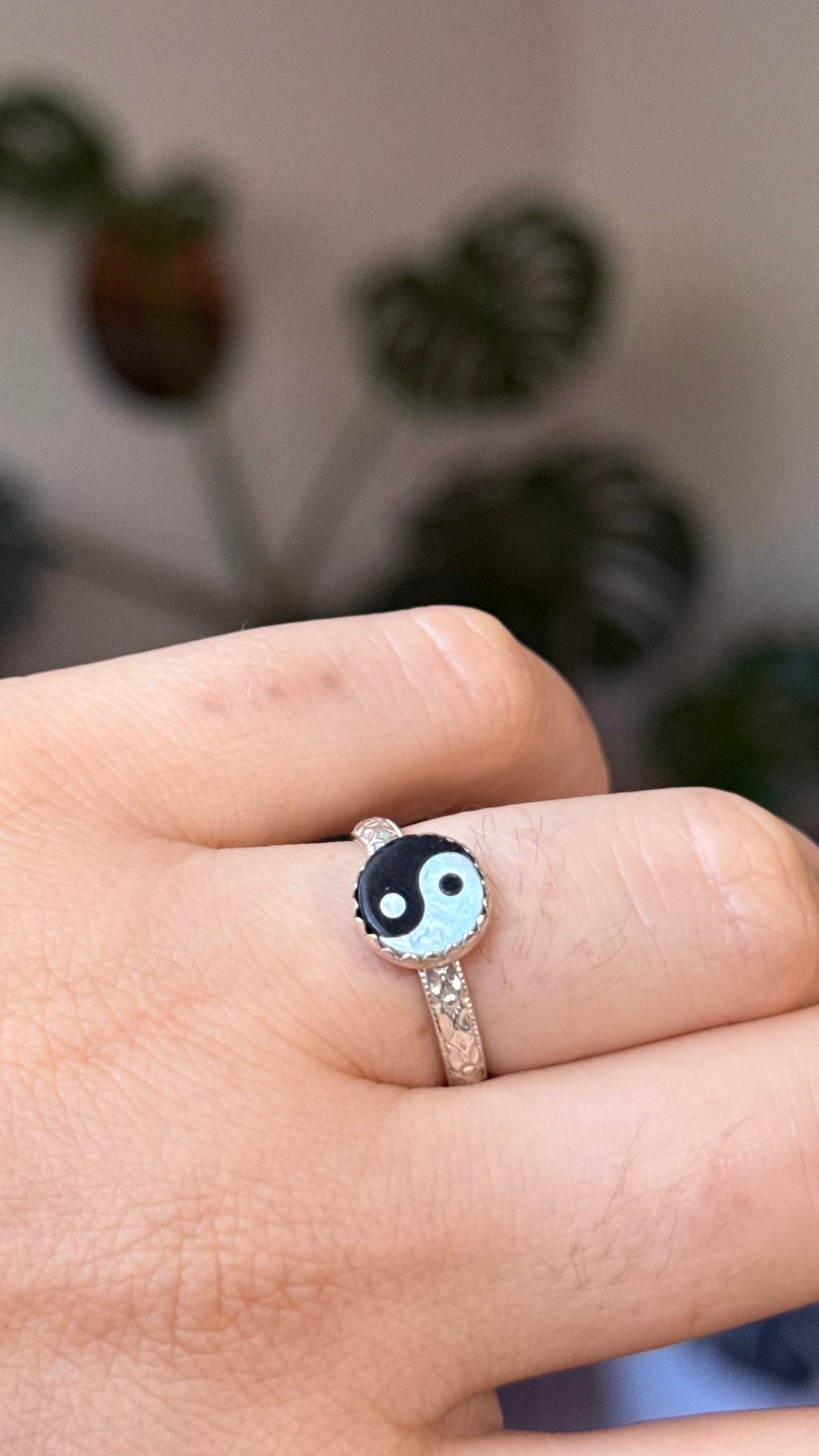 Yin Yang Mother of Pearl Ring • Sterling silver made to order