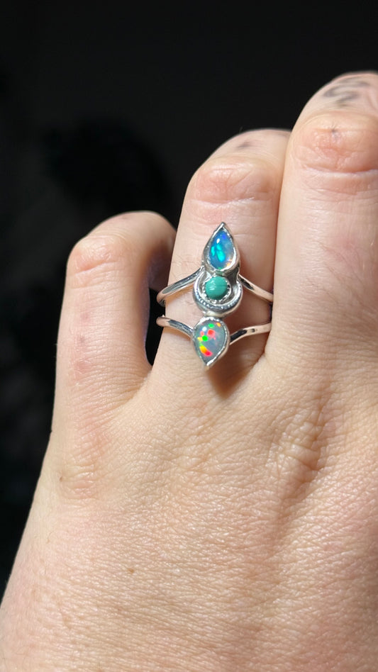 Three Faced Goddess Opal Ring size 7-9 • Welo Opal • Opal Moon ring