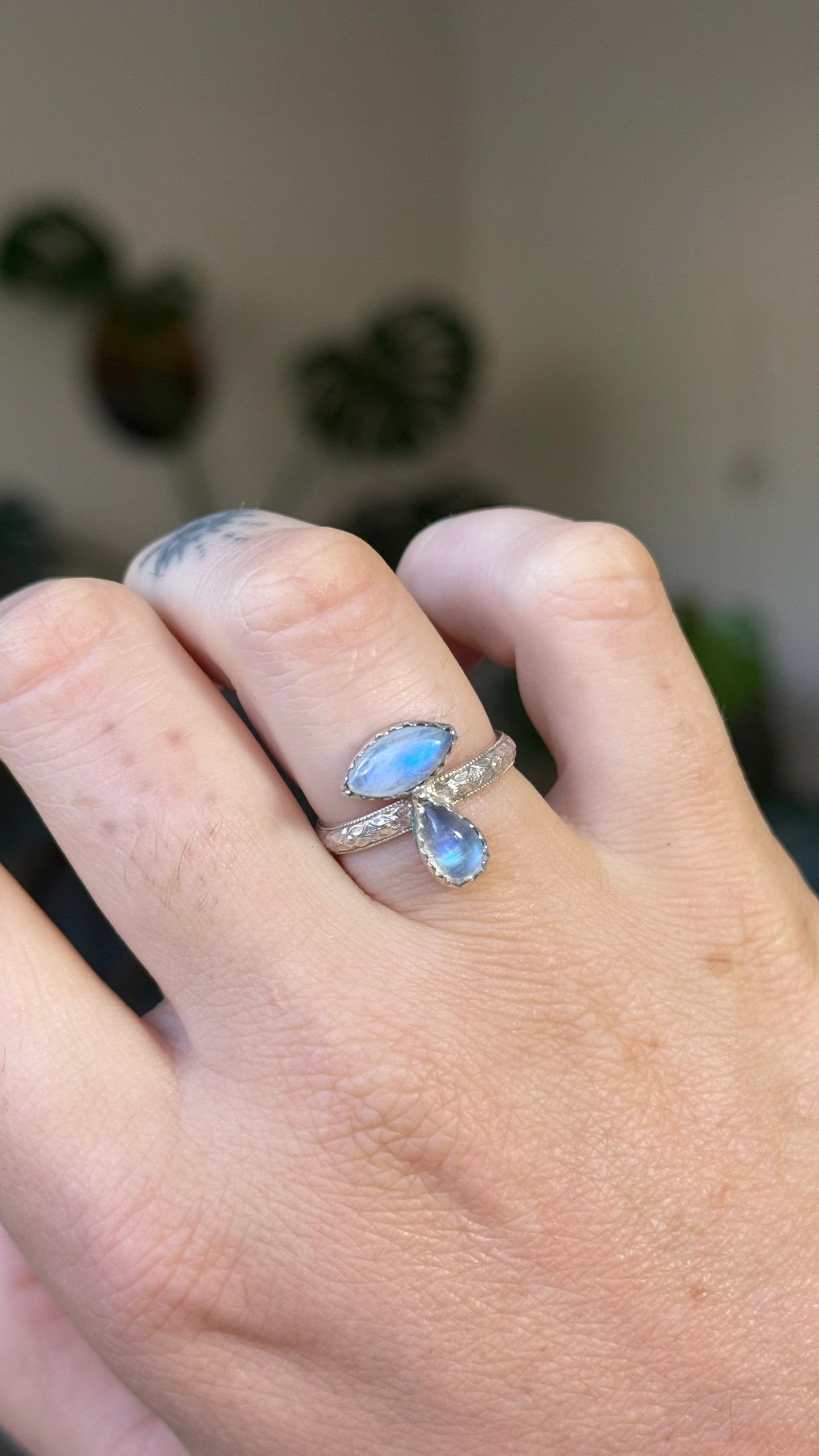 Moonstone Tears Ring size 7