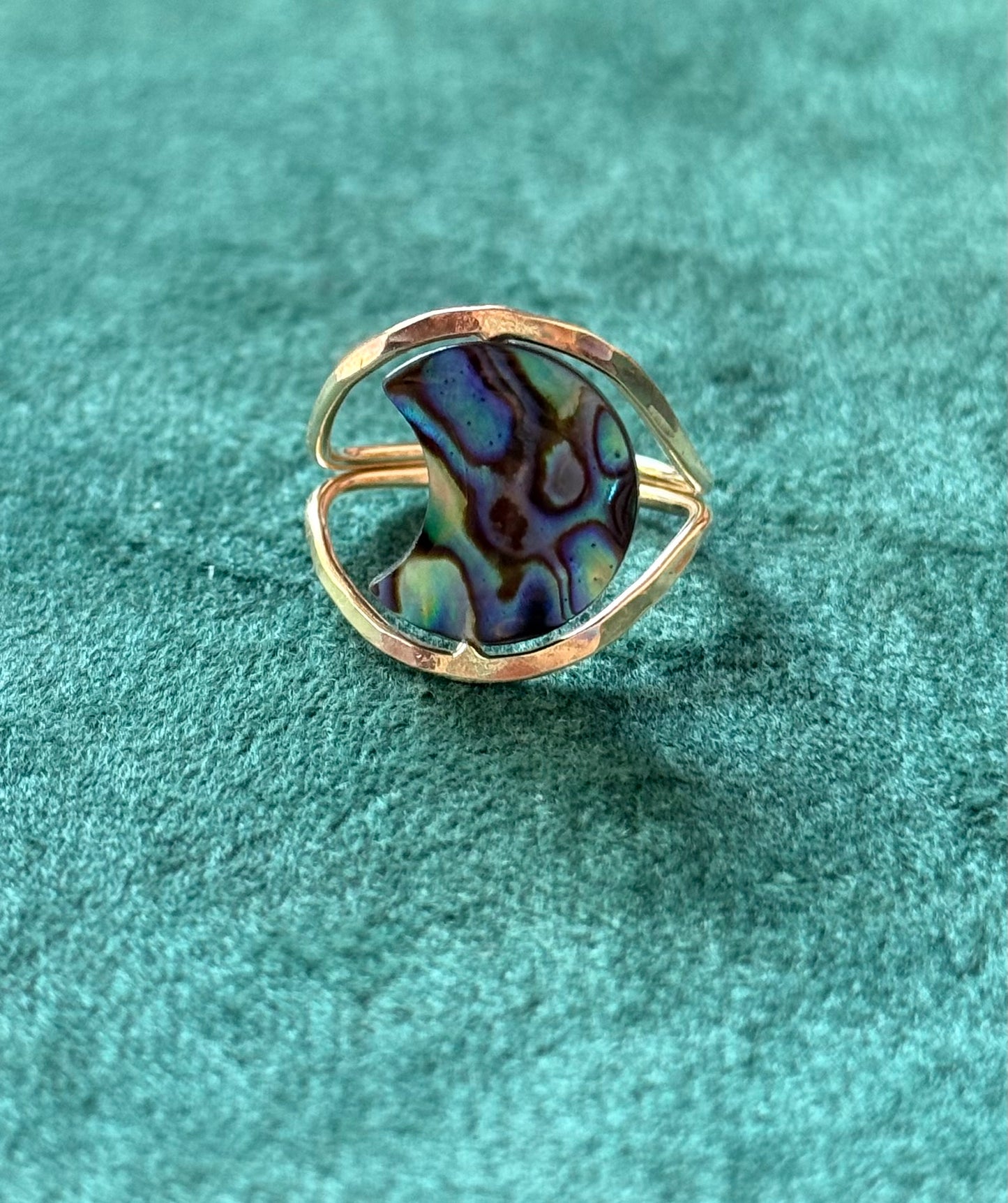 14k Gold fill Abalone Moon Fidget Ring size 8-9