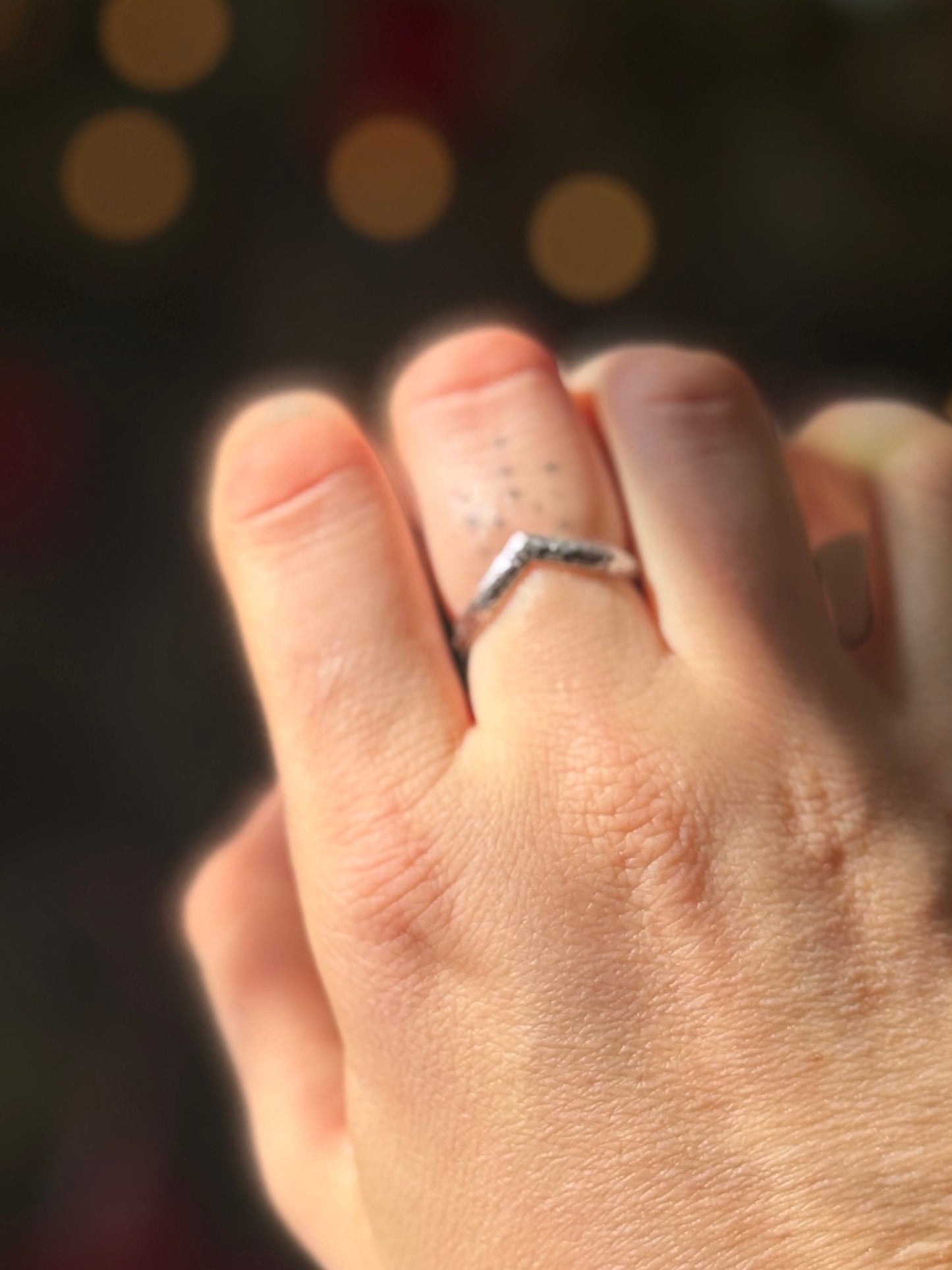 Sterling Chevron V Ring