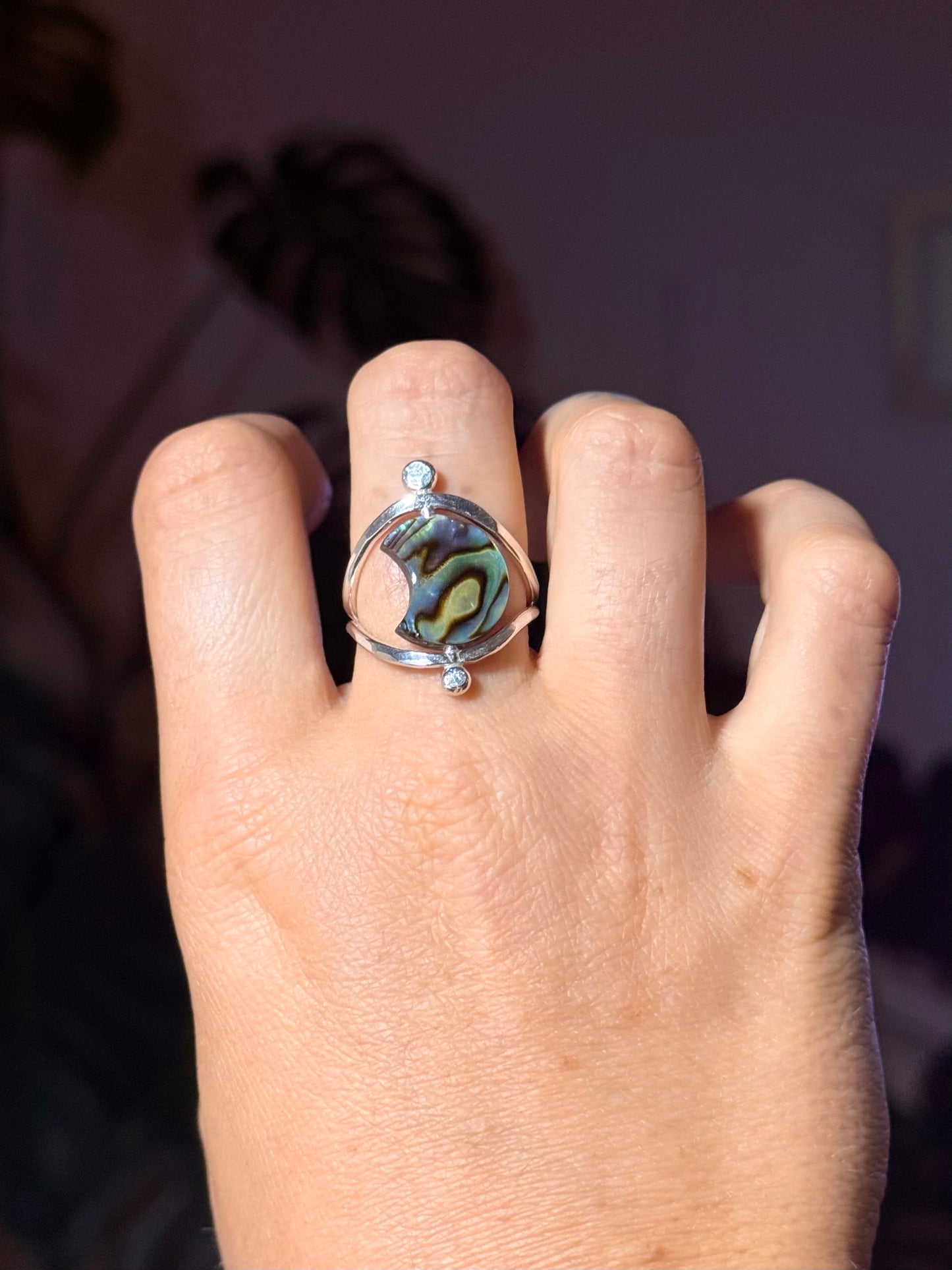 Abalone Moon Fidget Ring size 8-9