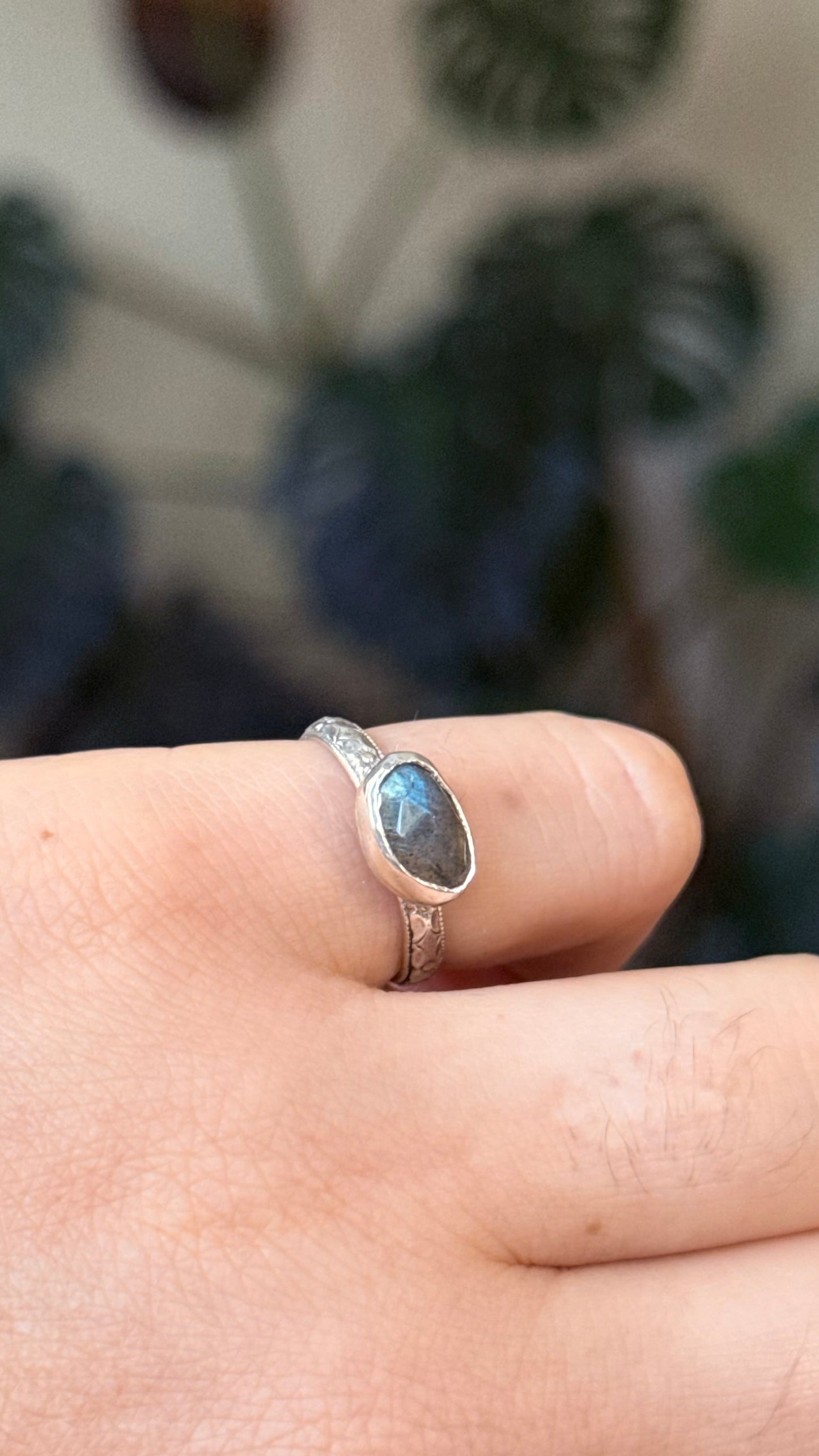 Rose Cut Labradorite Ring size 6