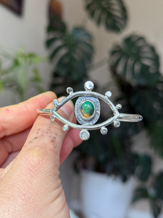 Black Opal Intuition Cuff • Sterling silver Opal cuff