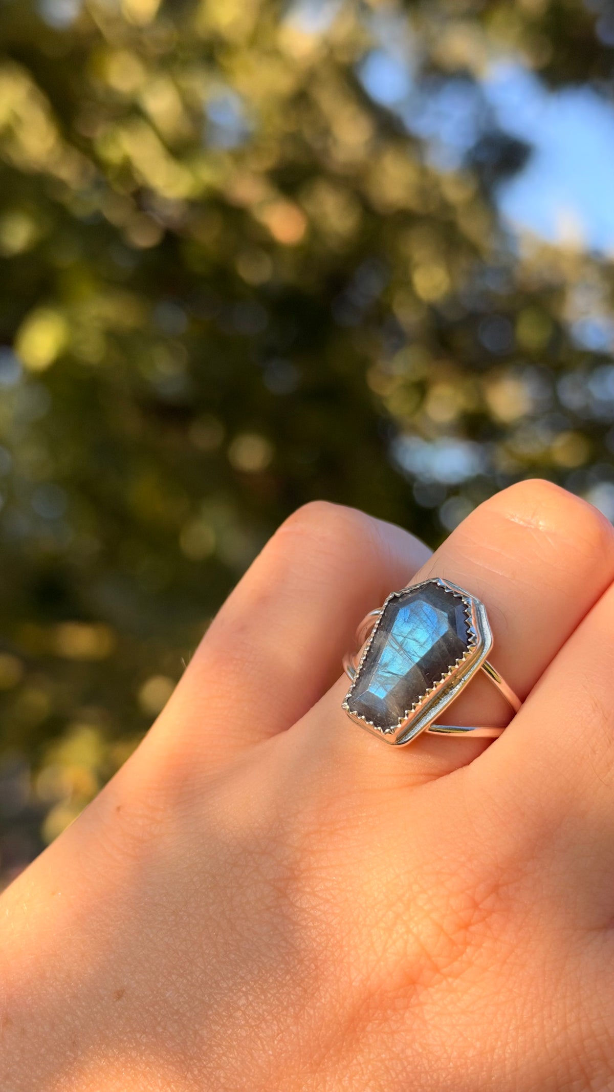 The Coffin Ring Labradorite size 8