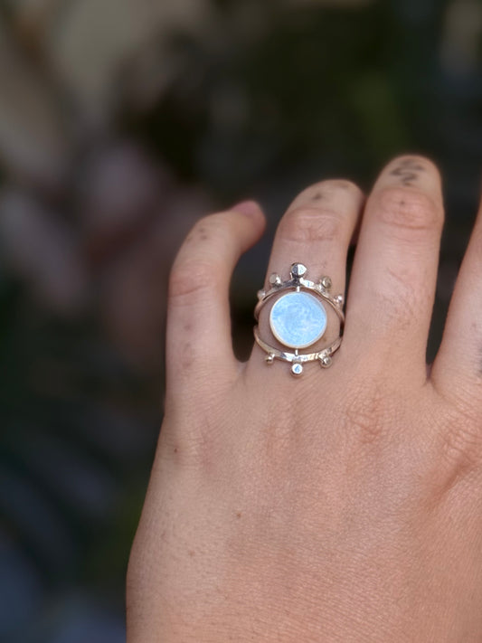 Mother of Pearl full Moon Fidget Ring size 8-9