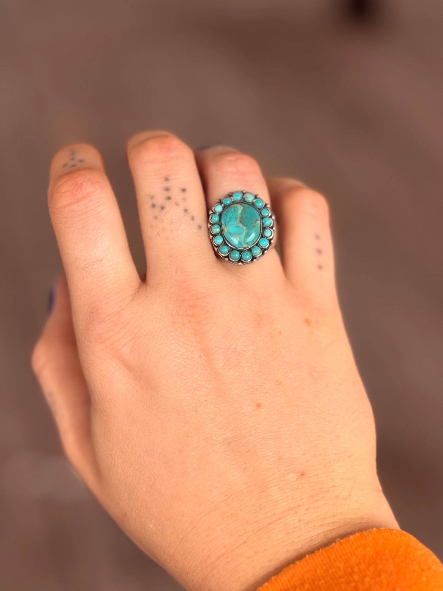 Turquoise Vintage Cluster Ring size 6