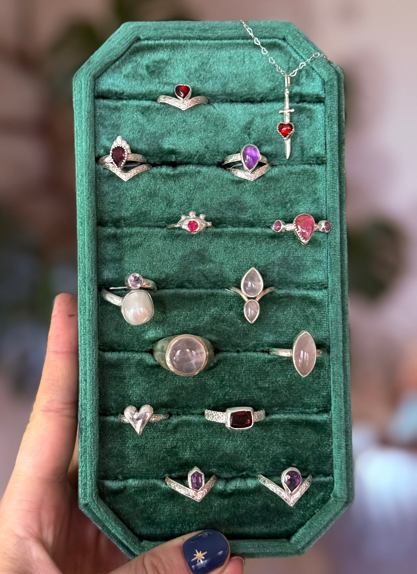 Pink Tourmaline and Ruby Lovers Ring size 10