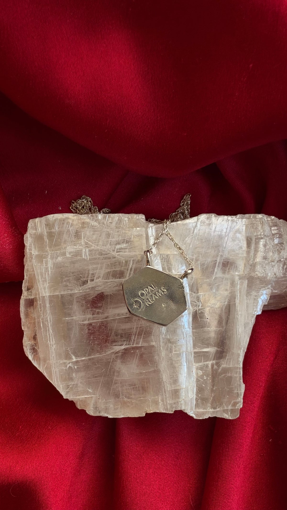 Death Moth Looking Glass Necklace • Silver & Quartz Moth Necklace