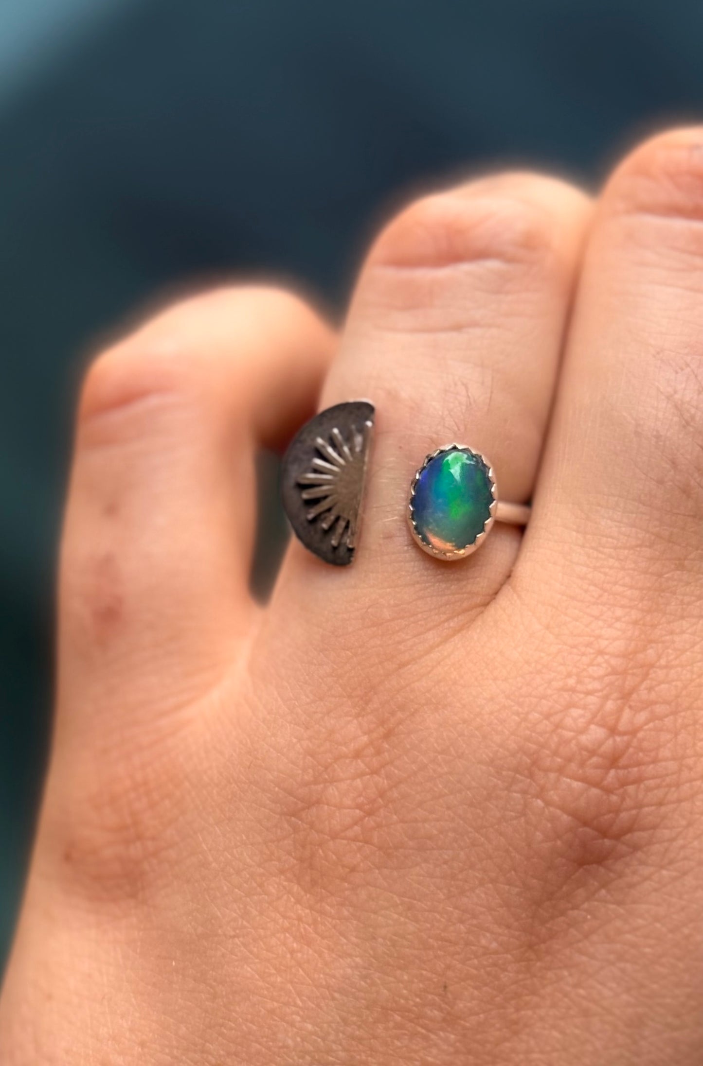Midnight Sun Ring in Opal size 5-7