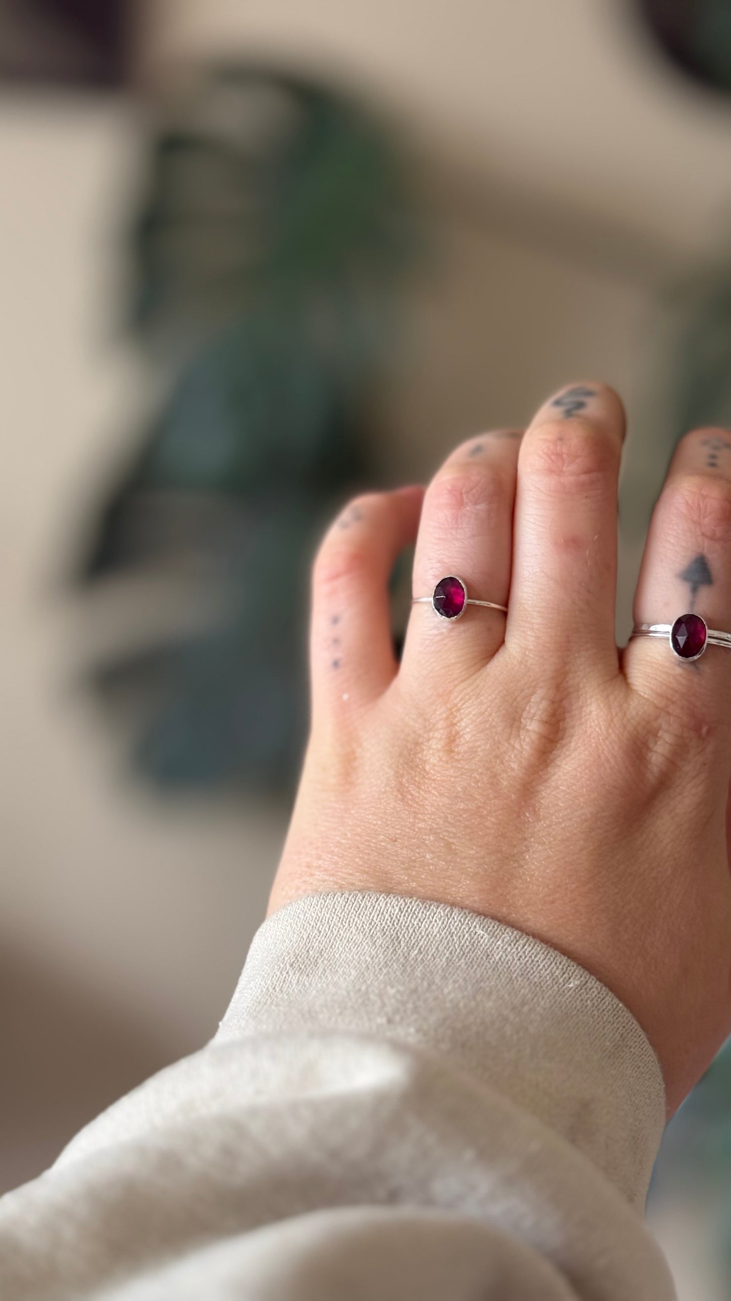 Rose Cut Garnet Stacker