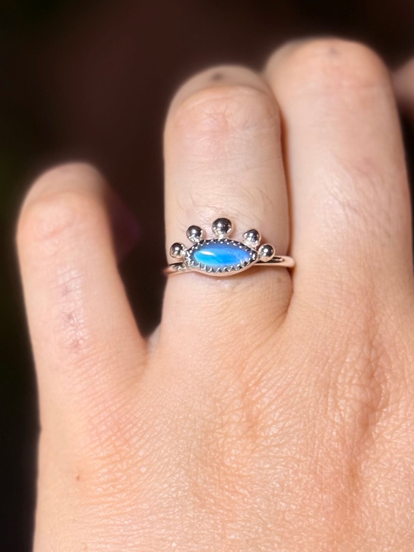 Marquise Moonstone Eye Ring size 6