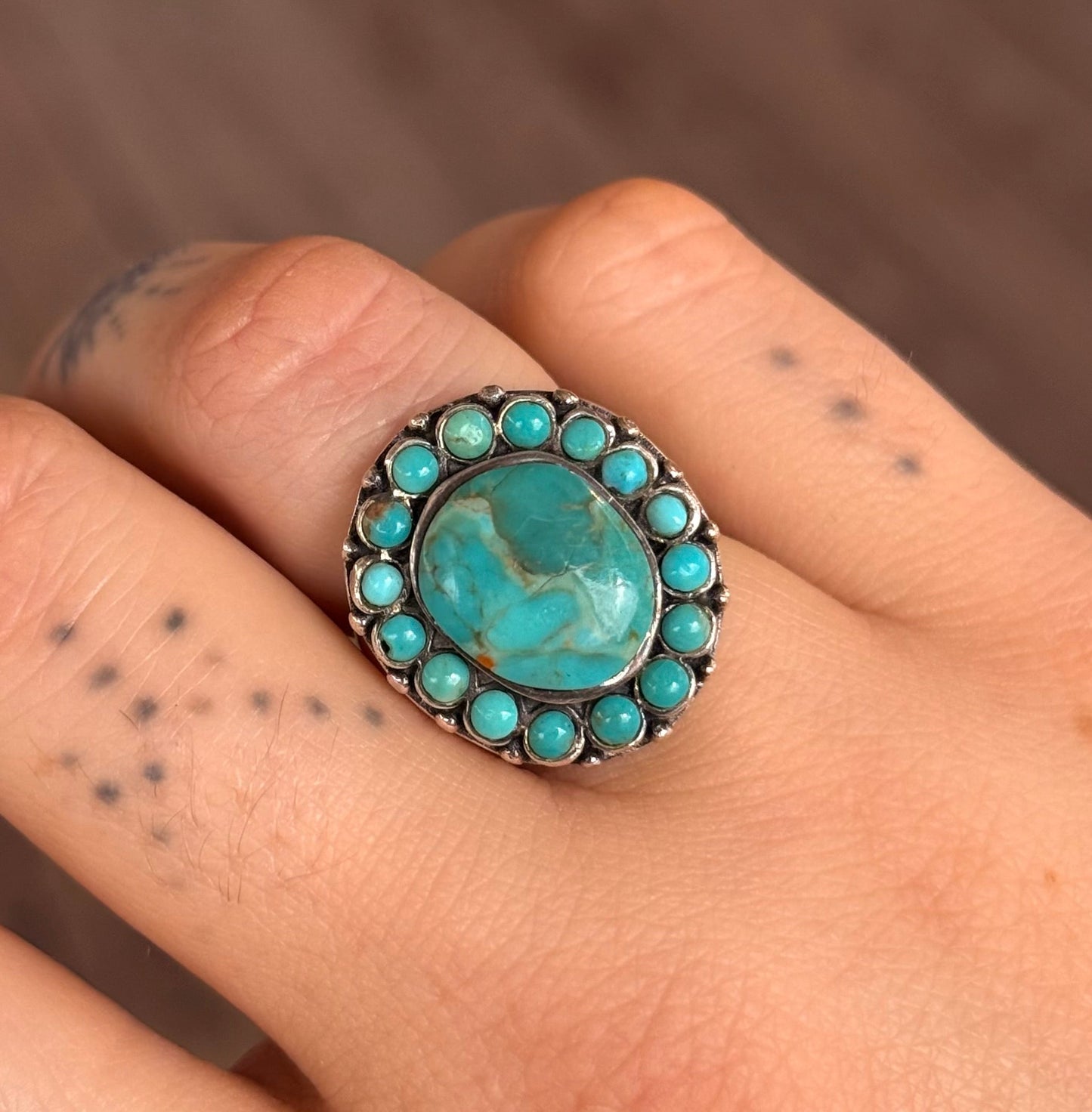 Turquoise Vintage Cluster Ring size 6