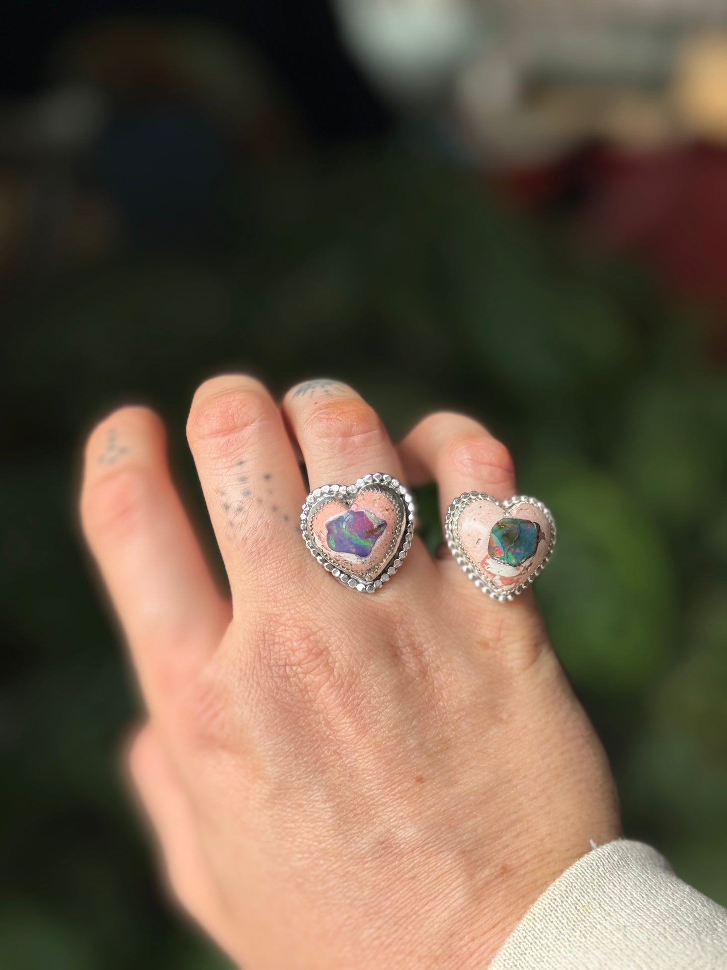 Mexican Cantera Opal Heart Rings Made to order Ring