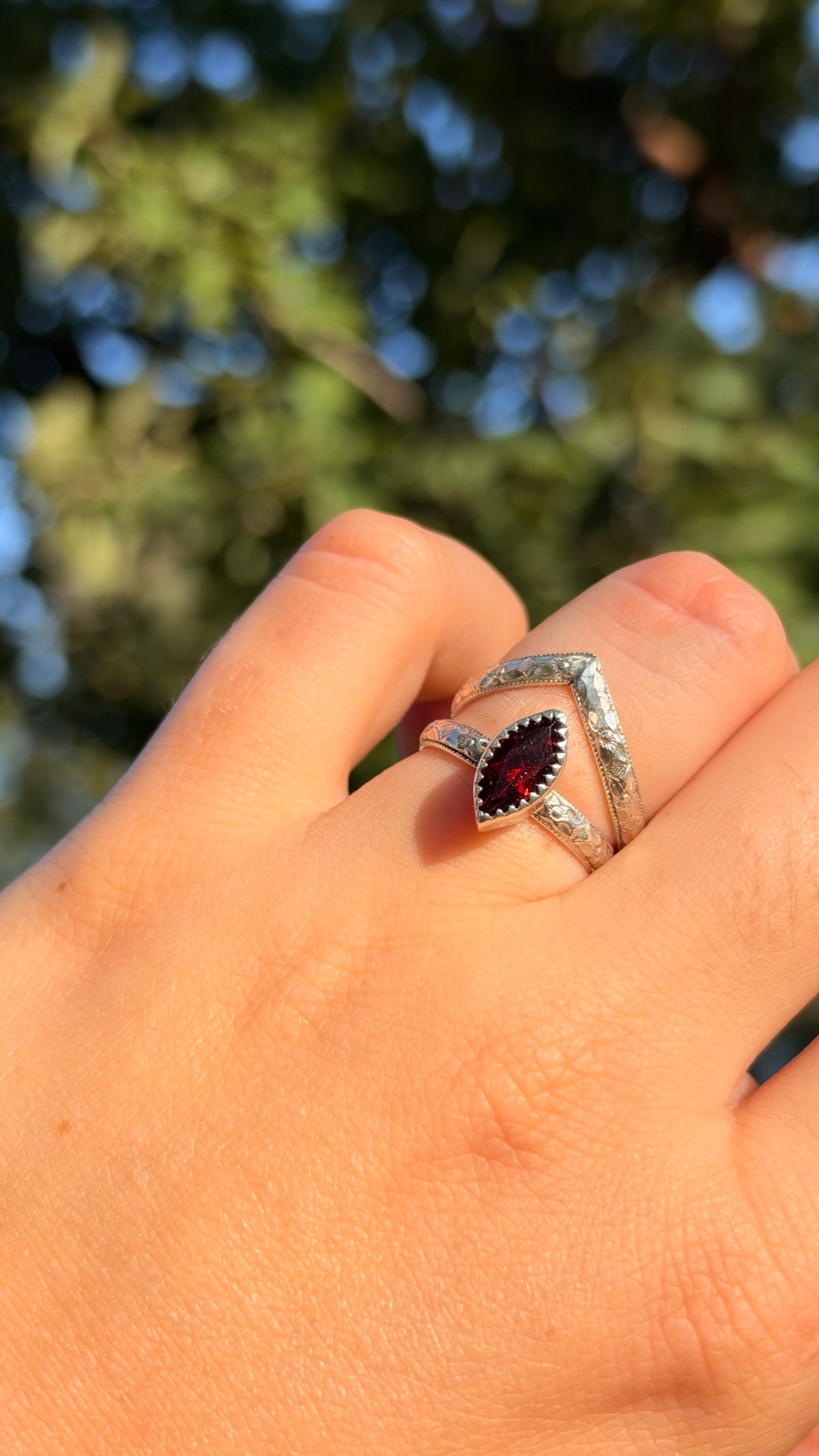 Marquise Garnet stacking set size 6