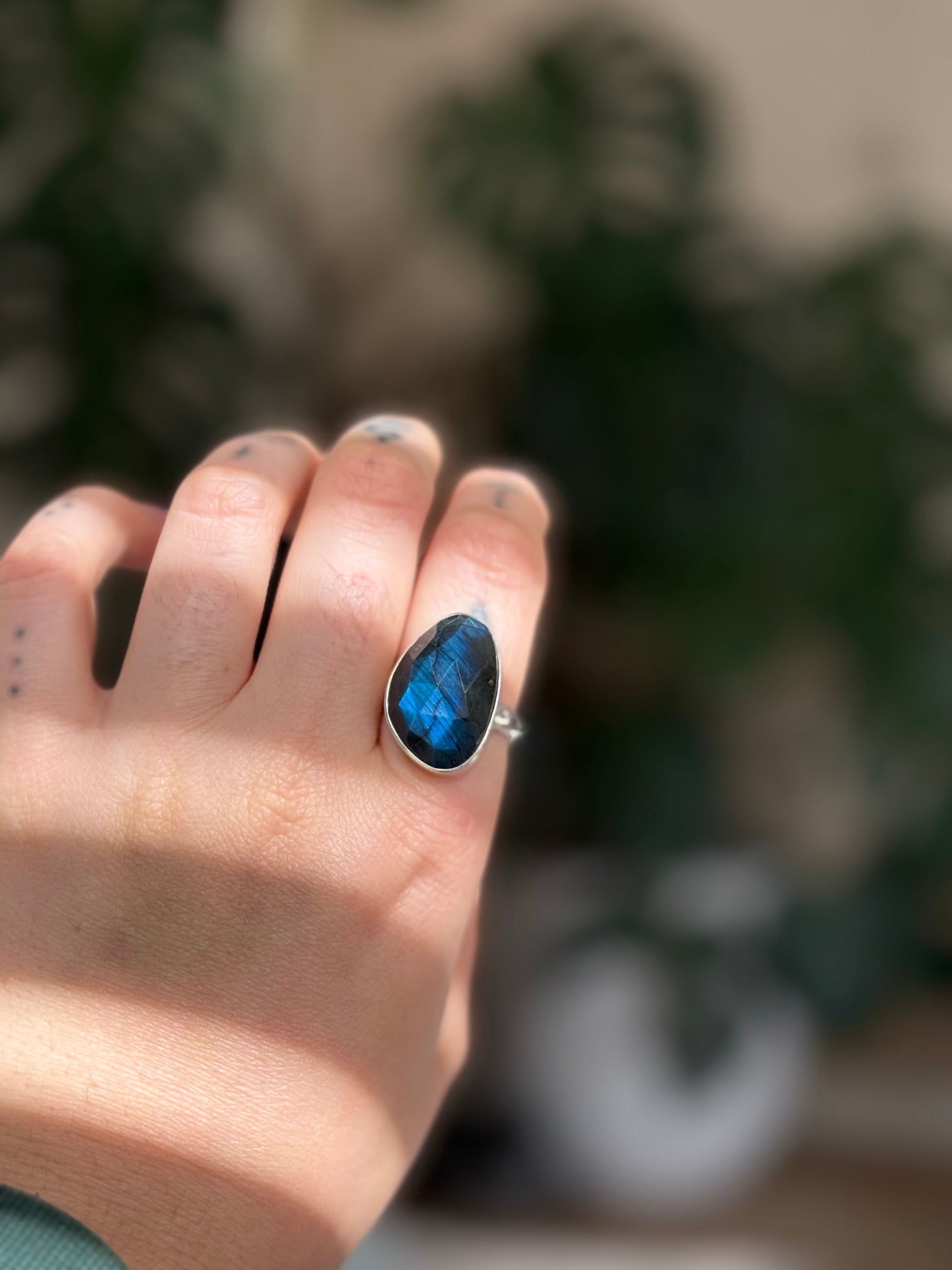 Rose Cut Labradorite Ring size 8