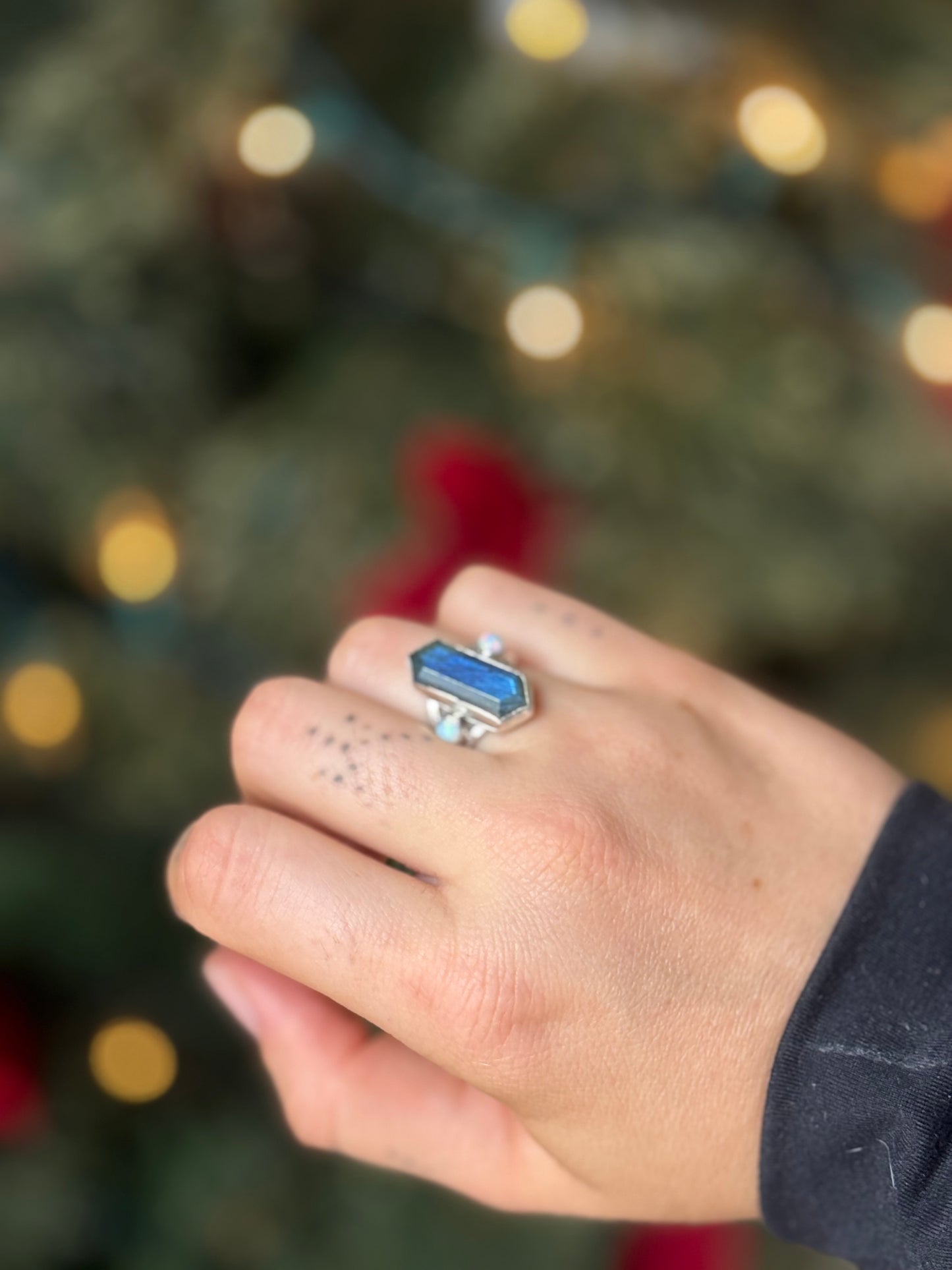 Aurora Labradorite + Opal Ring size 6.5