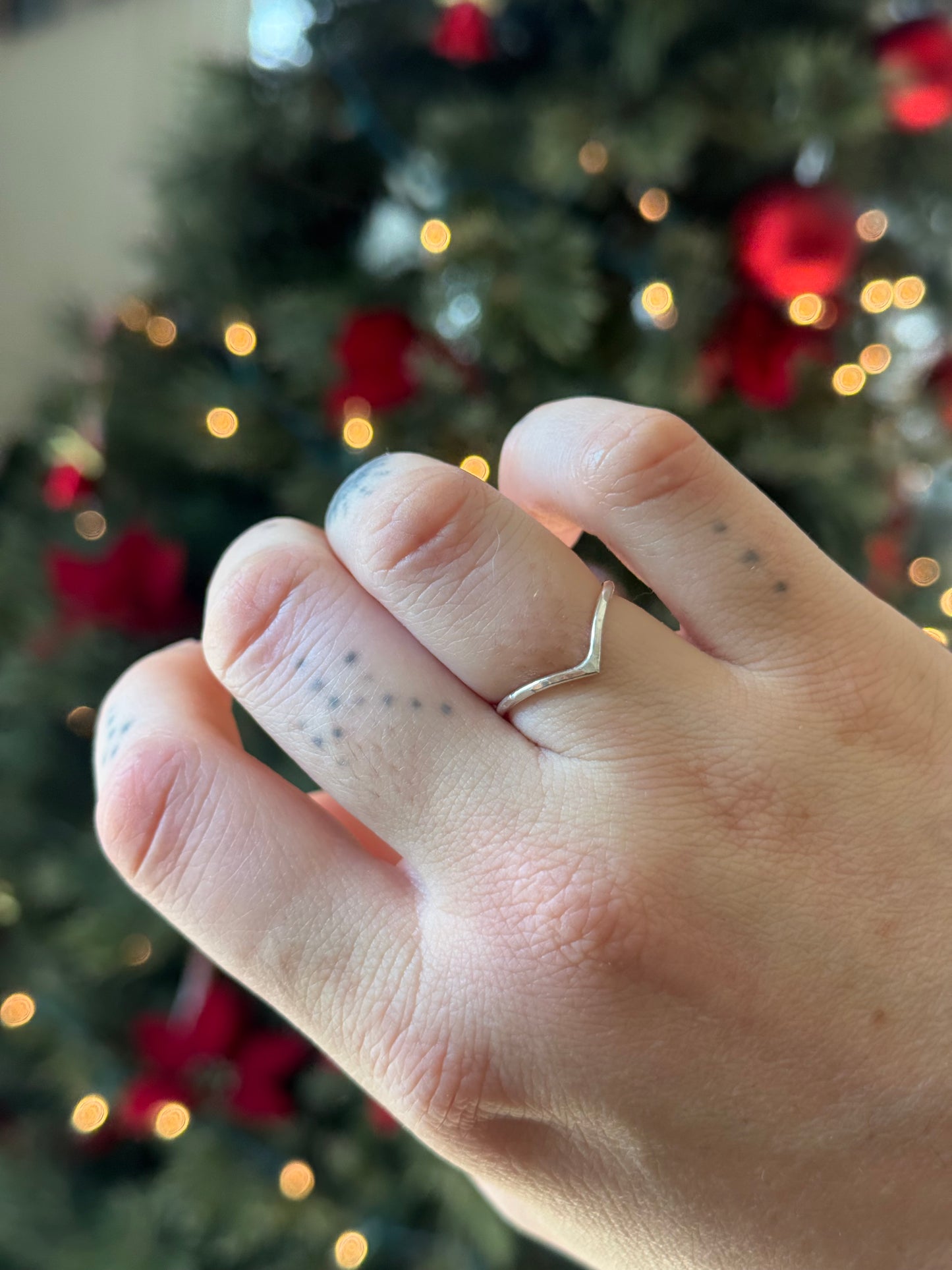 Sterling Chevron V Ring