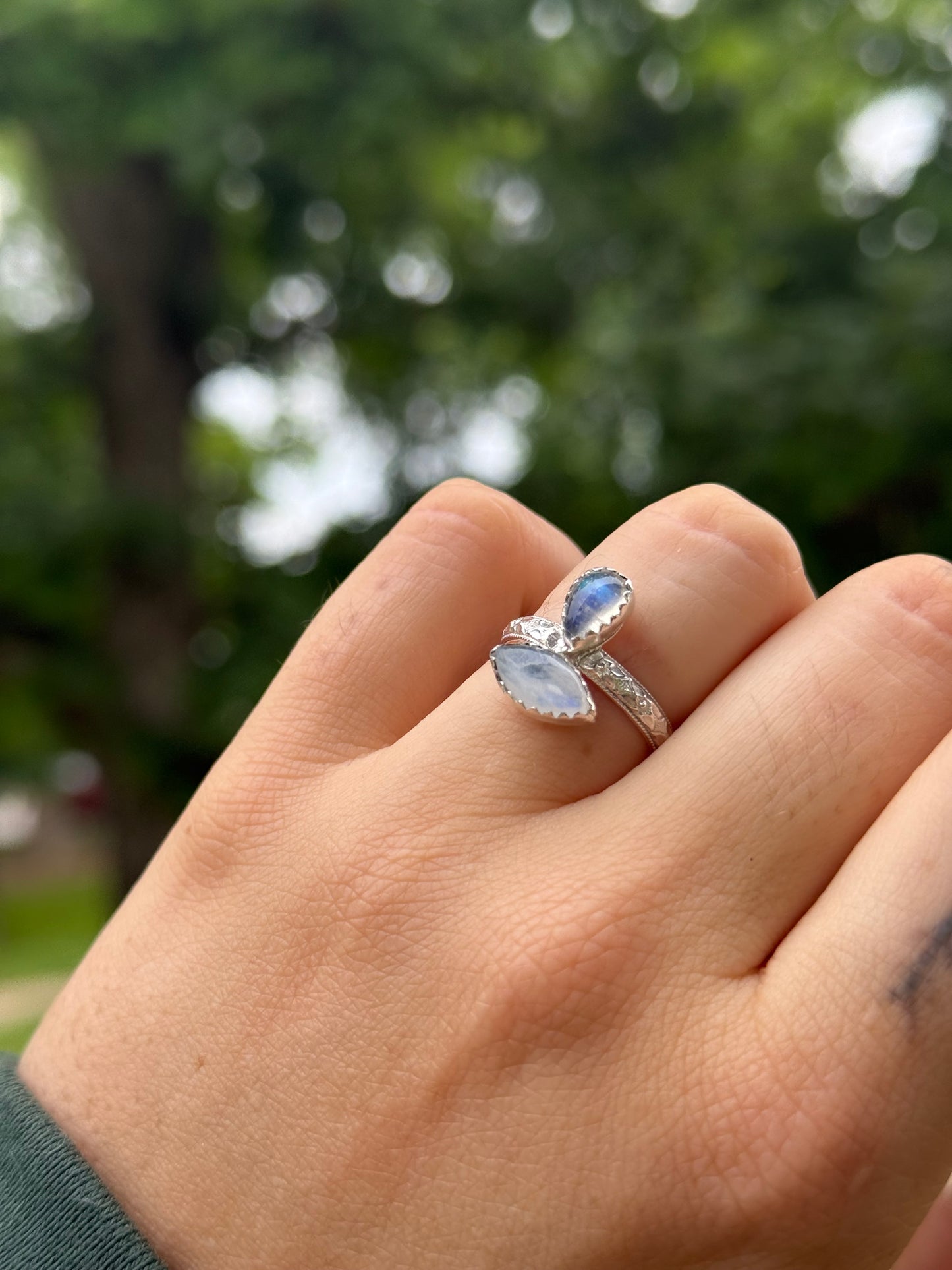 Moonstone Tears Ring size 7
