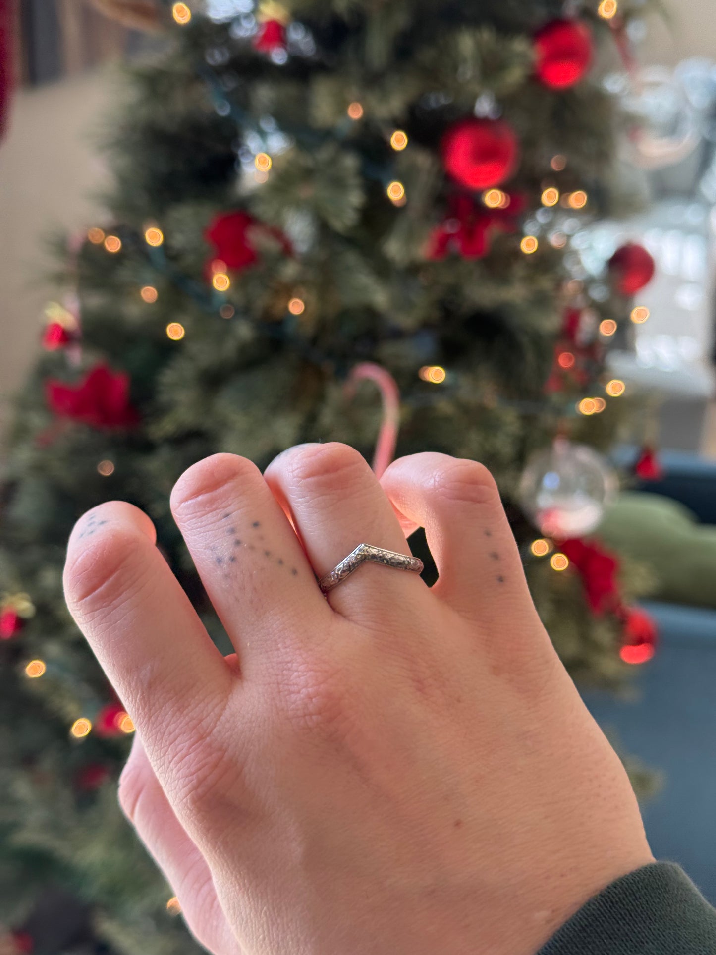 Sterling Chevron V Ring