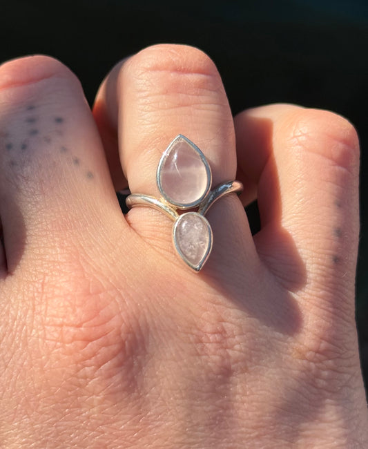 Rose Quartz Perfect Duo Ring size 6