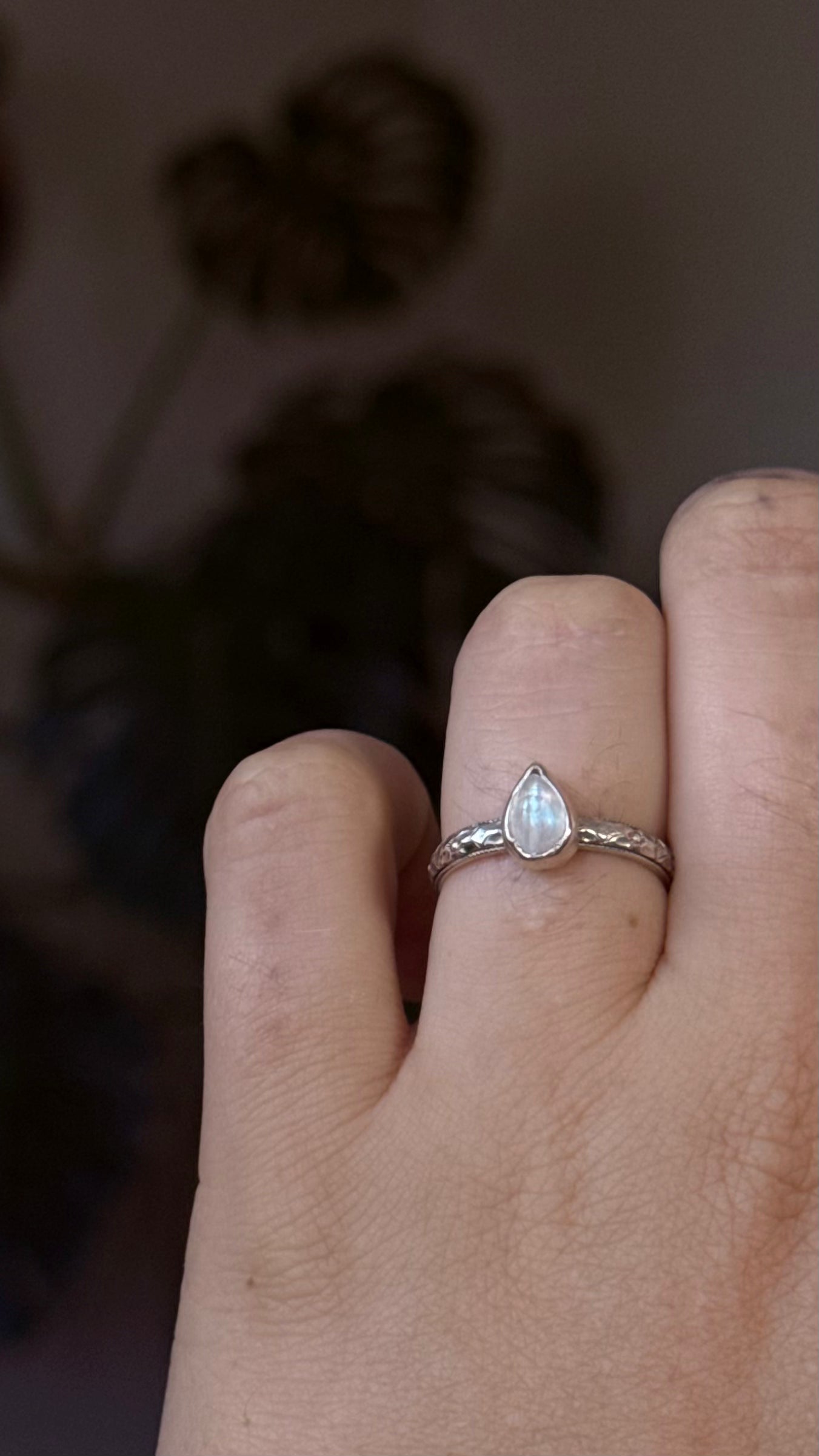 Pear Moonstone Ring