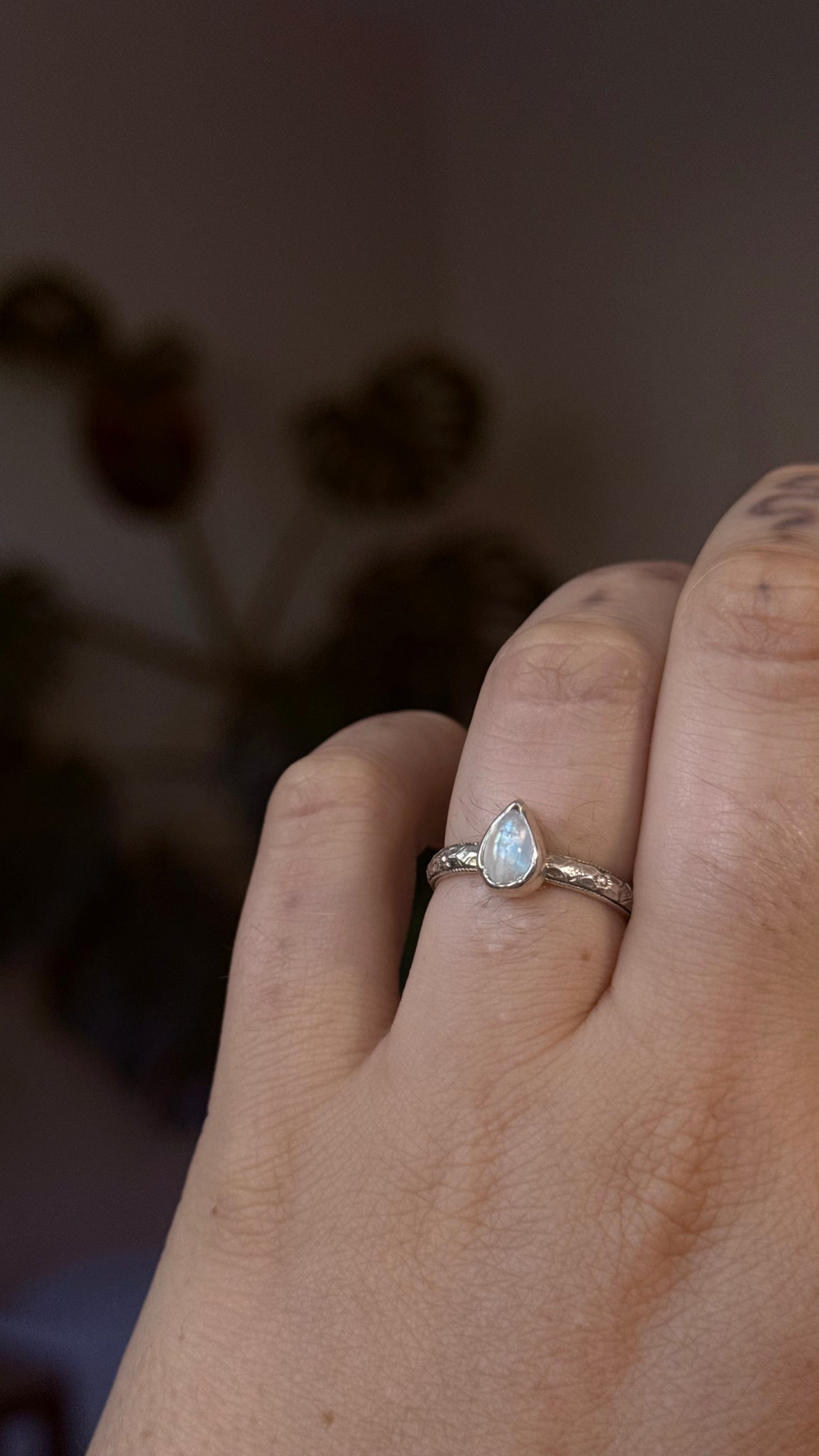Pear Moonstone Ring