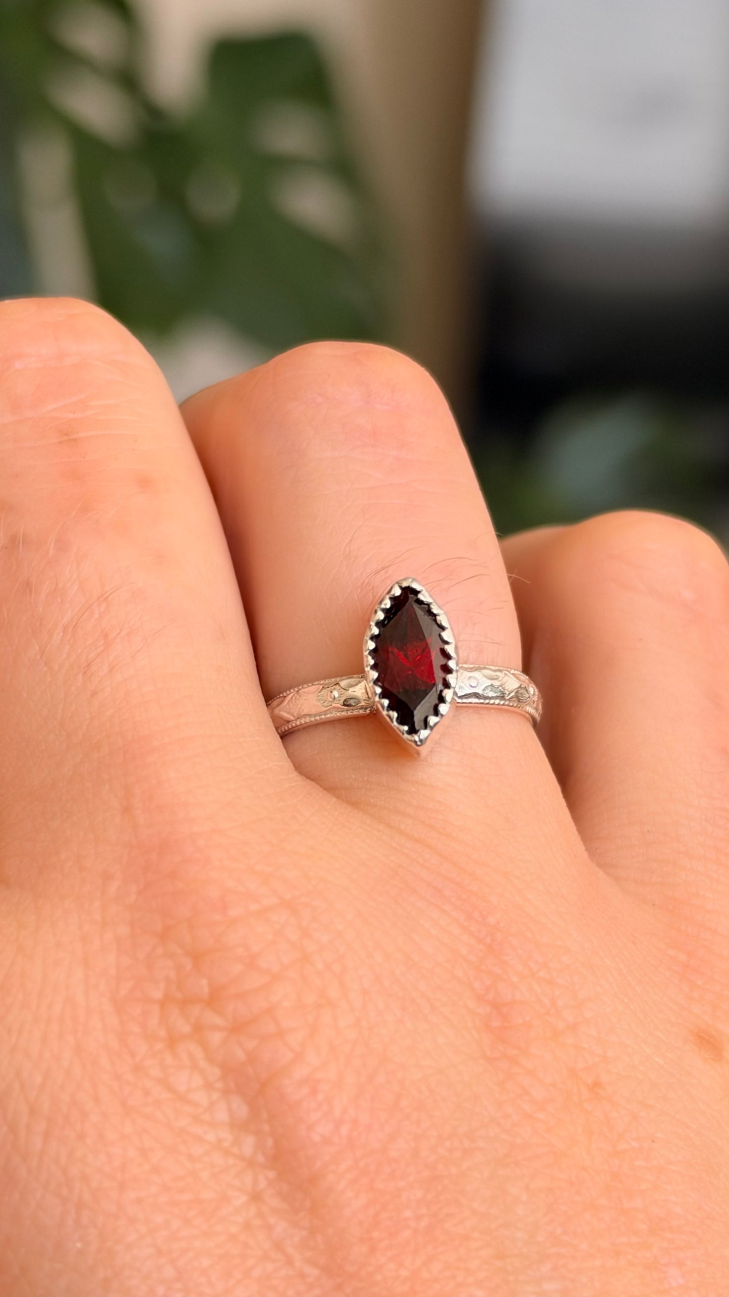 Marquise Garnet stacking set size 6