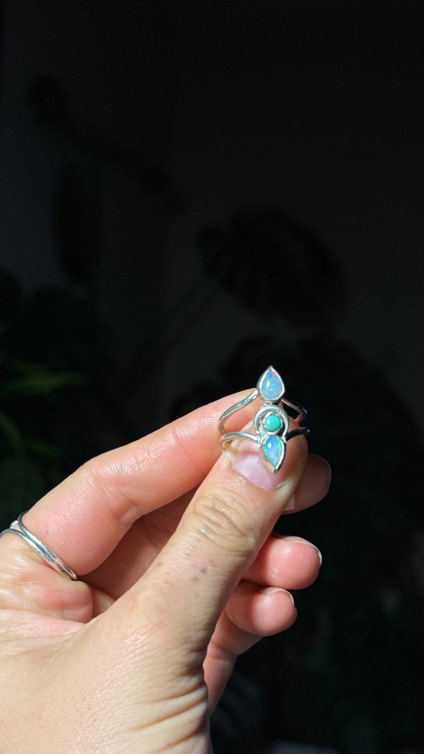 Three Faced Goddess Opal Ring size 7-9 • Welo Opal • Opal Moon ring