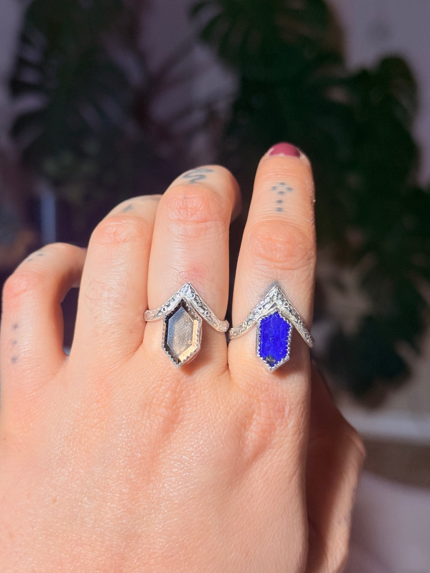 Smokey Quartz Hex Ring size 8.5