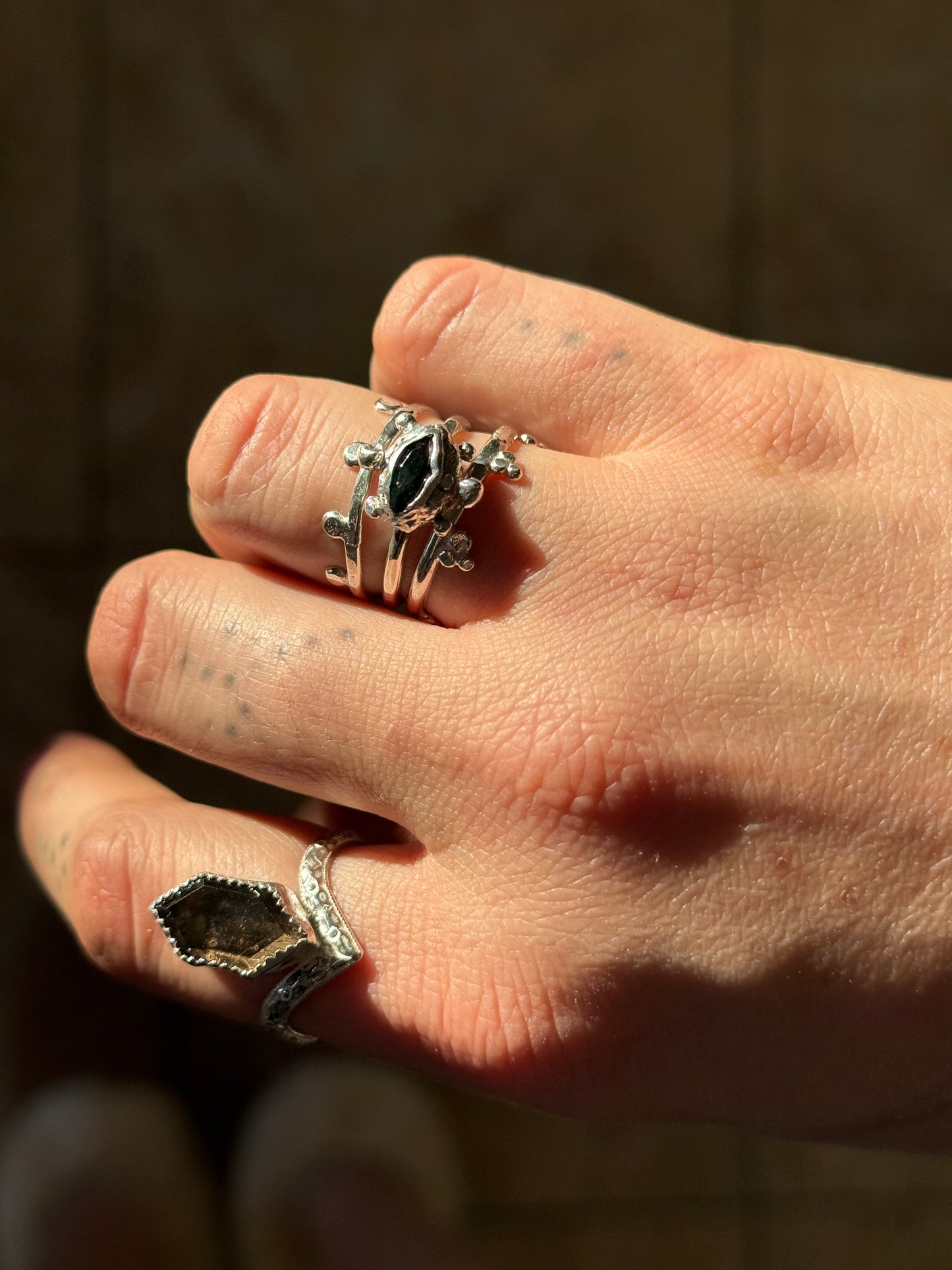 Smokey Quartz Hex Ring size 8.5