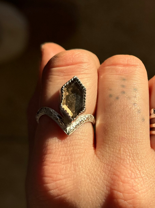 Smokey Quartz Hex Ring size 8.5